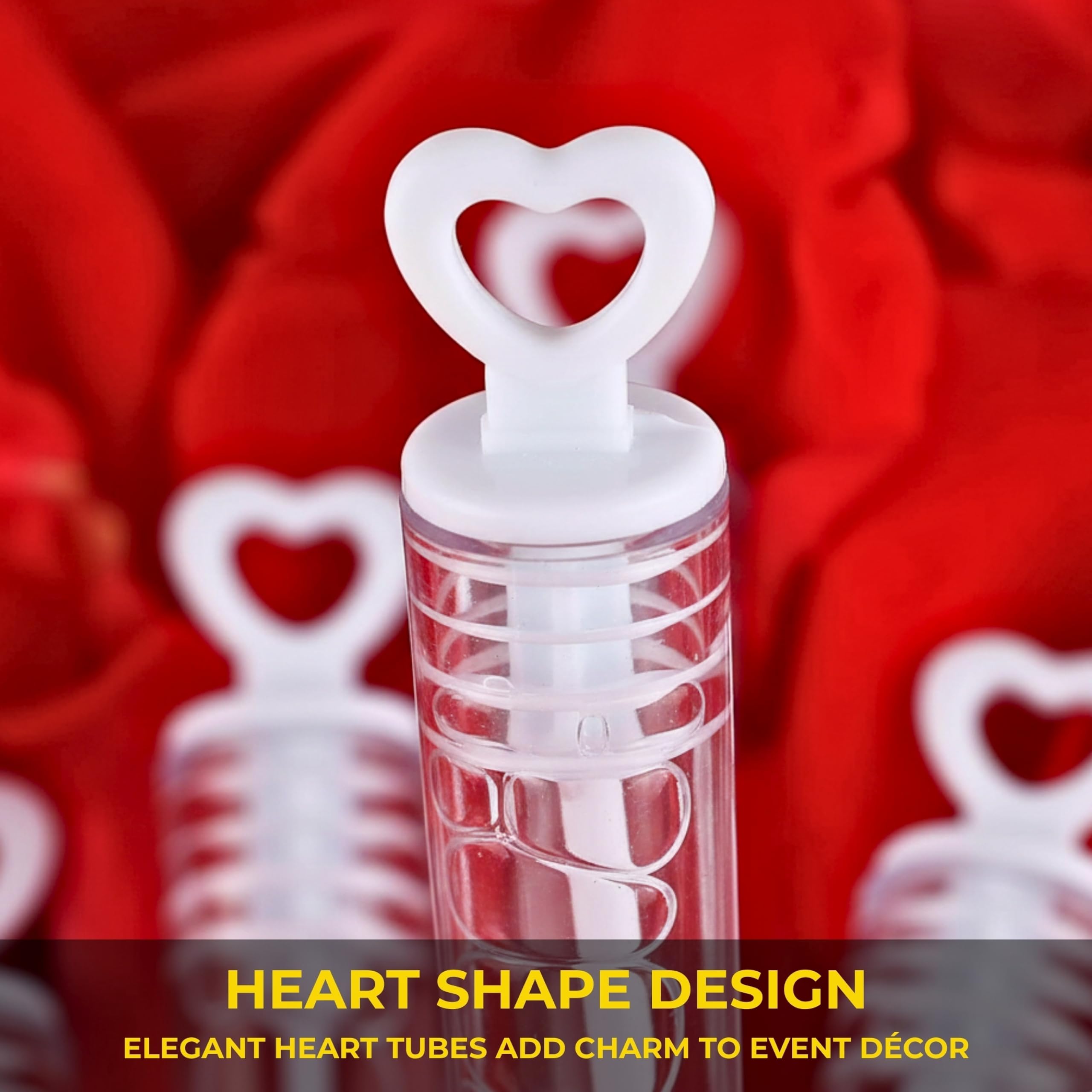 SHATCHI 72 pcs Heart Shape Bubble Tubes with Filler Solution | Party Favors 4