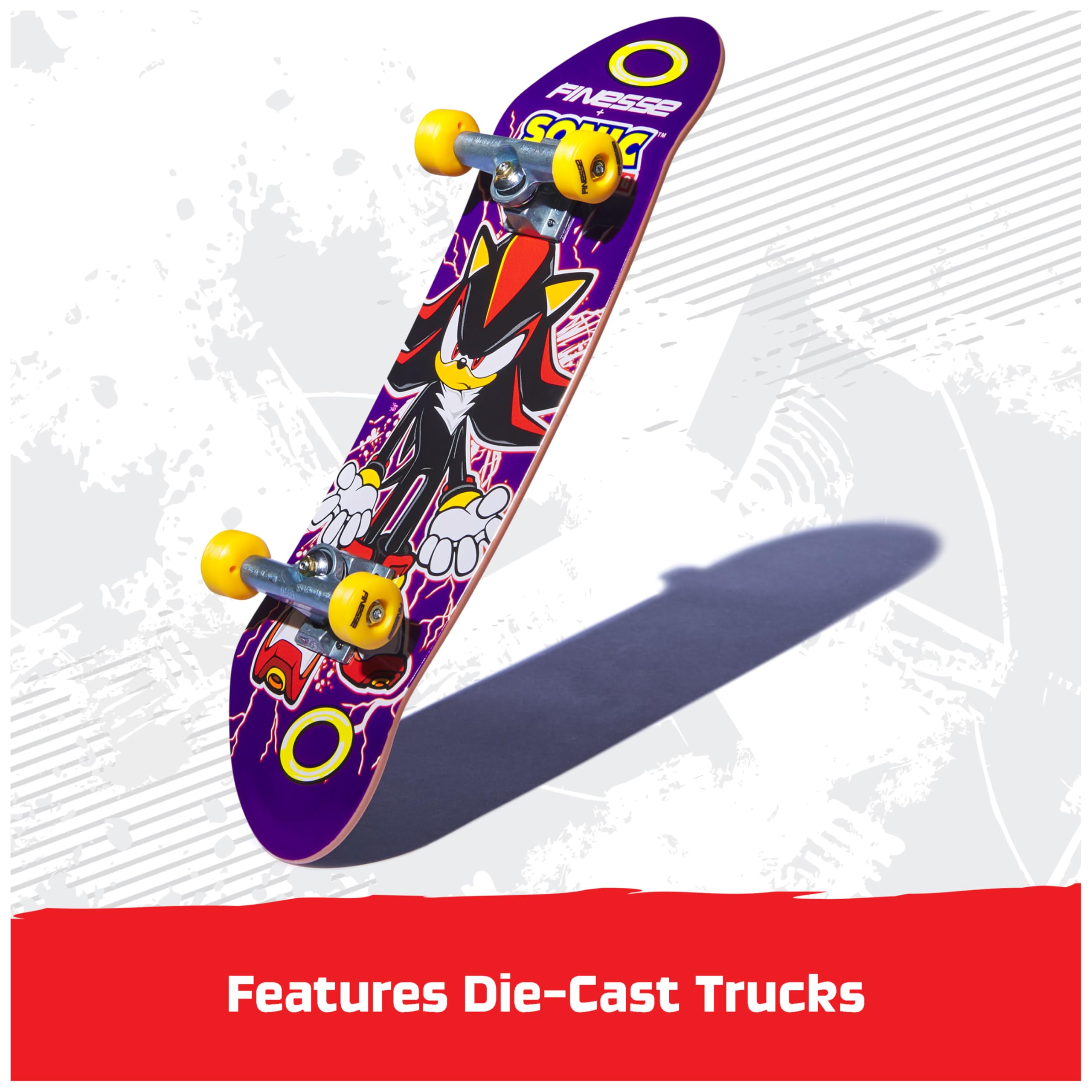 Tech Deck Finesse X Sonic Age 6+ Handboard | 9x Size Mini Skateboard | Die-Cast Trucks 8