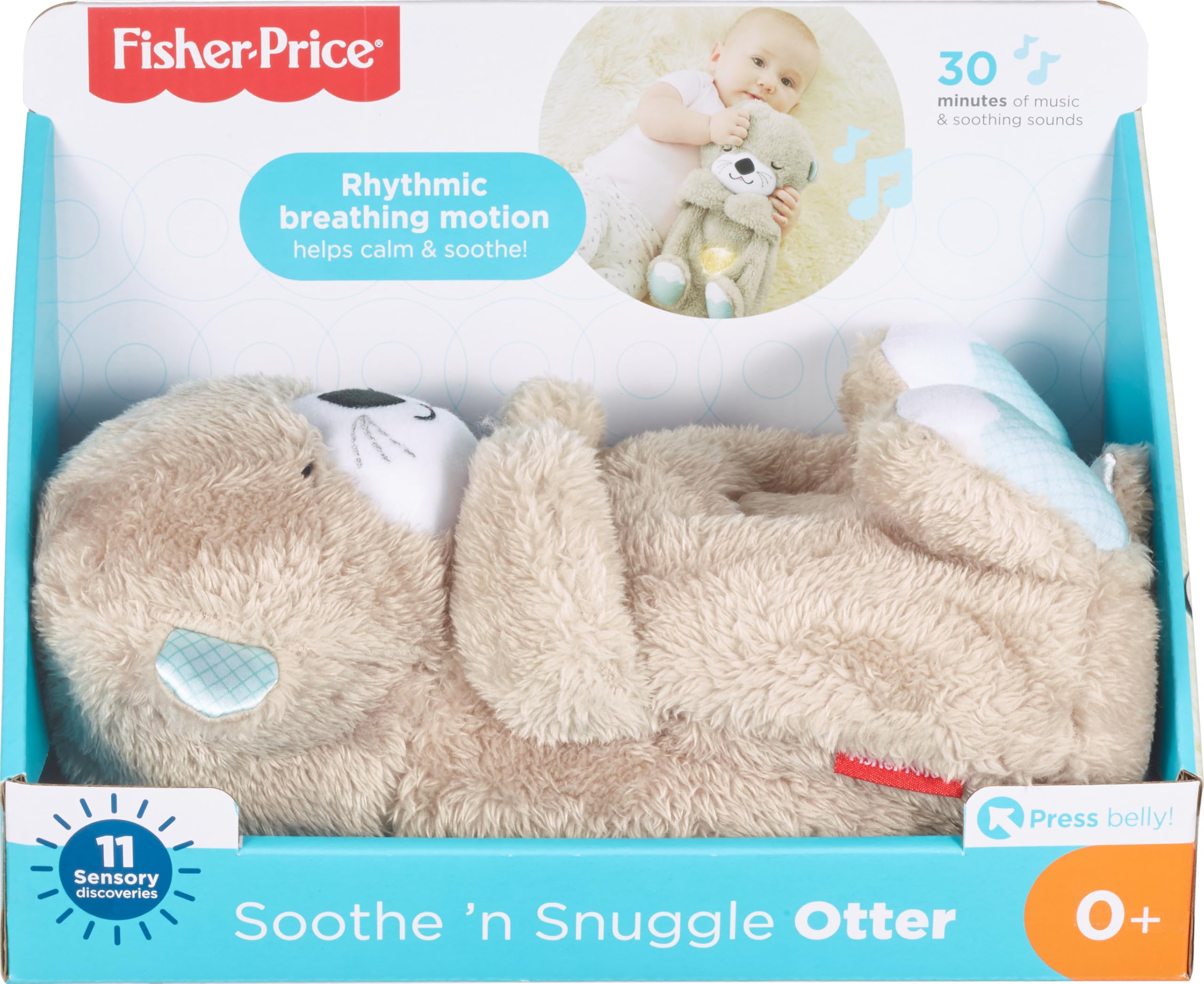 Fisher-Price Soothe 'N Snuggle Otter - Plush Sleep Soother with Breathing Motion, Music & Lights for Newborns 6