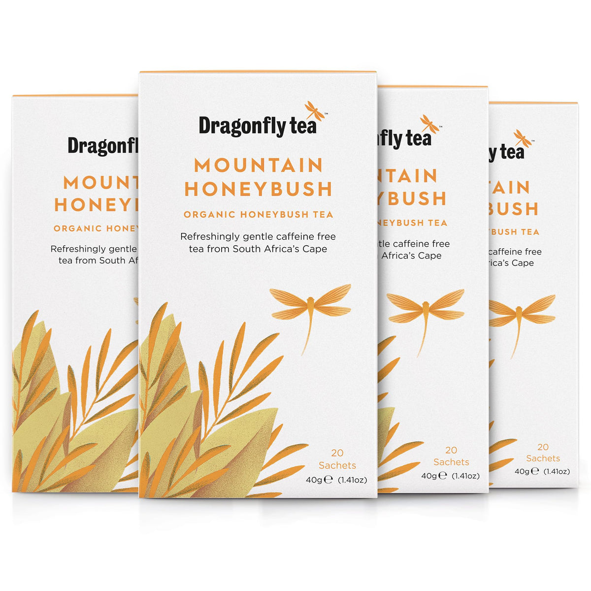 Dragonfly Mountain Honeybush Organic Herbal Tea - 20 Teabags x 4 (80 Teabags)