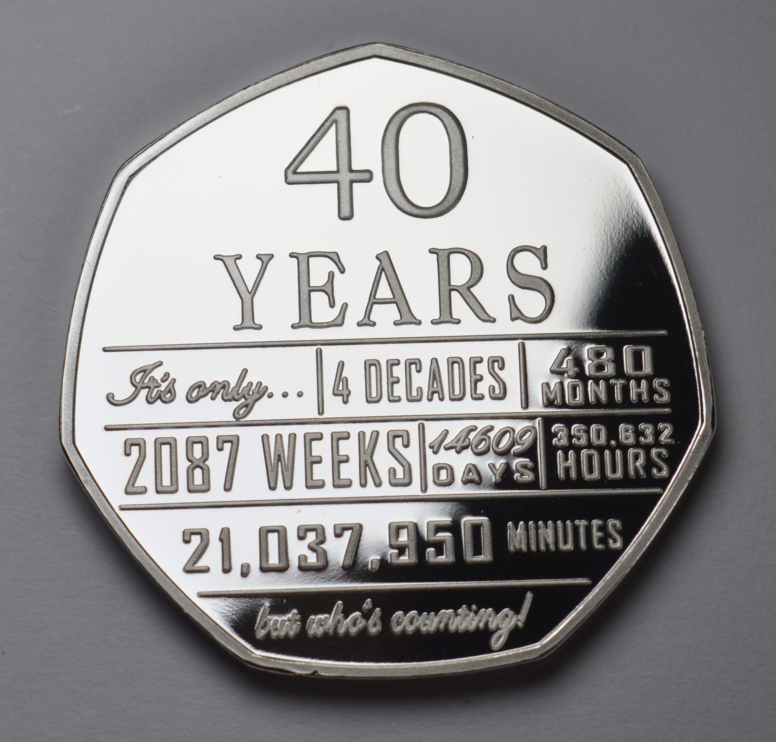 The Commemorative Coin Company 40th Birthday .999 Silver Commemorative Coin - Proof Finish with 24ct Gold and Faux Pearl