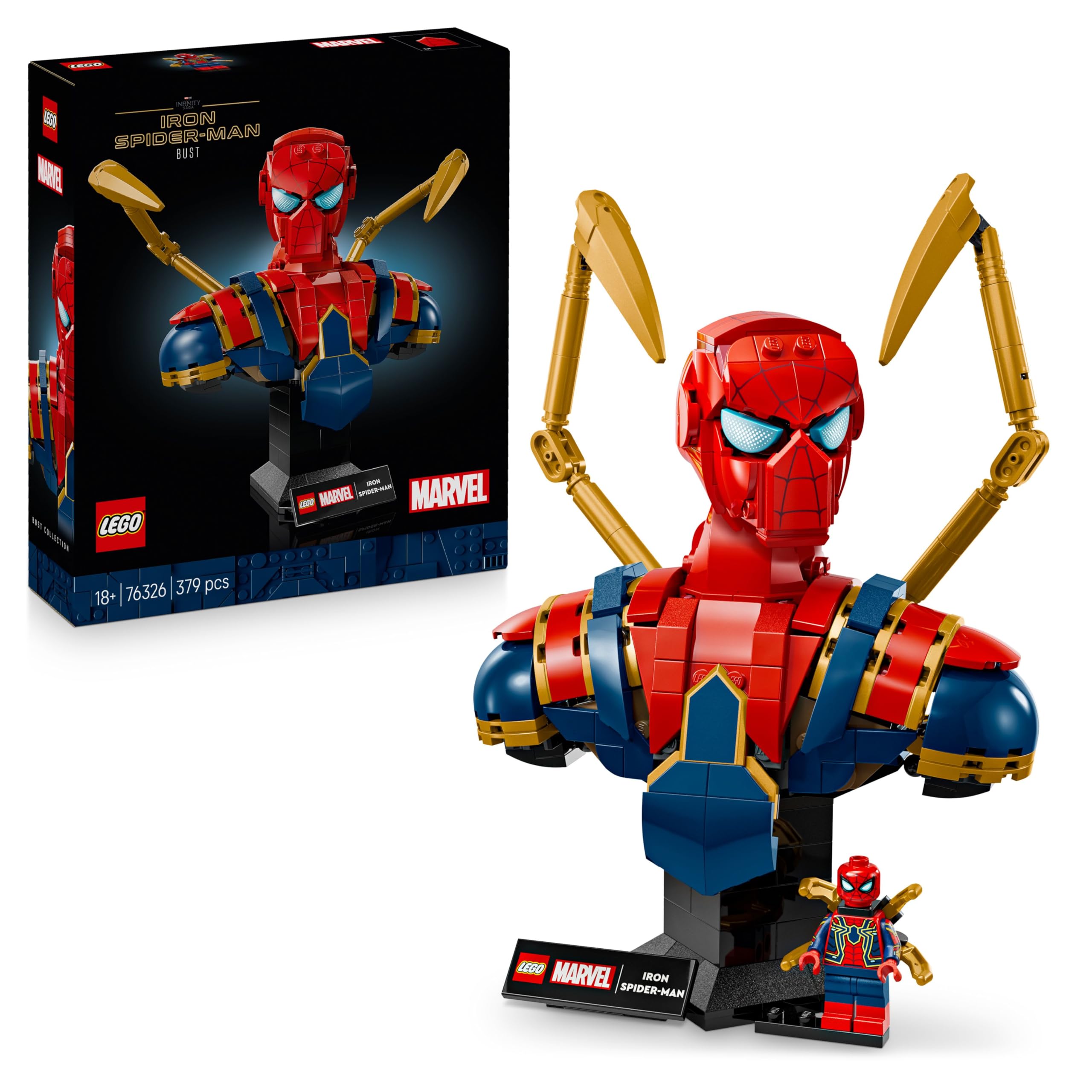 LEGO Marvel 76326 Iron Spider-Man Bust - Display Model Building Set for Adults 18+