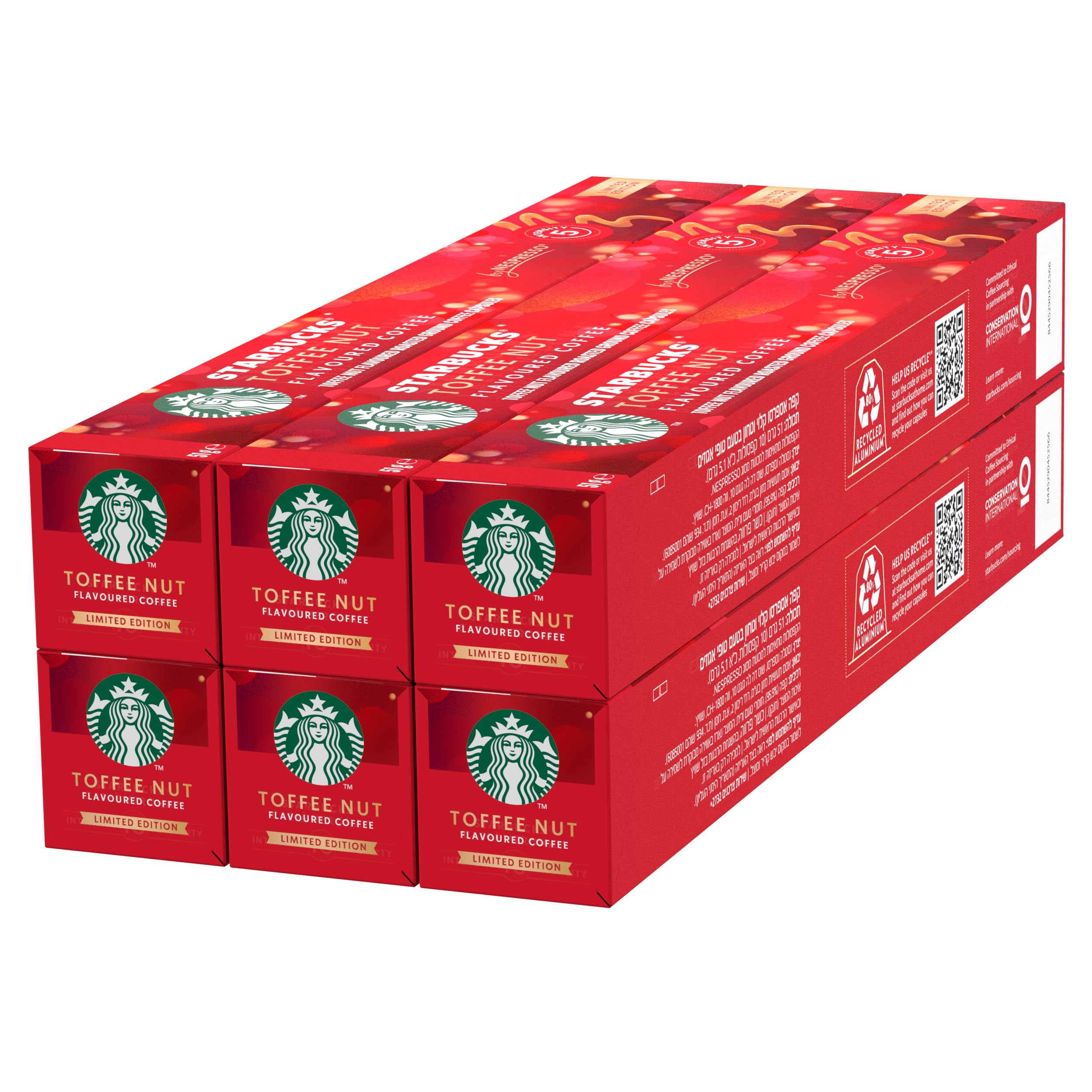 STARBUCKS - Toffee Nut Flavoured Coffee by Nespresso, Blonde Roast, Single-Serve Capsules