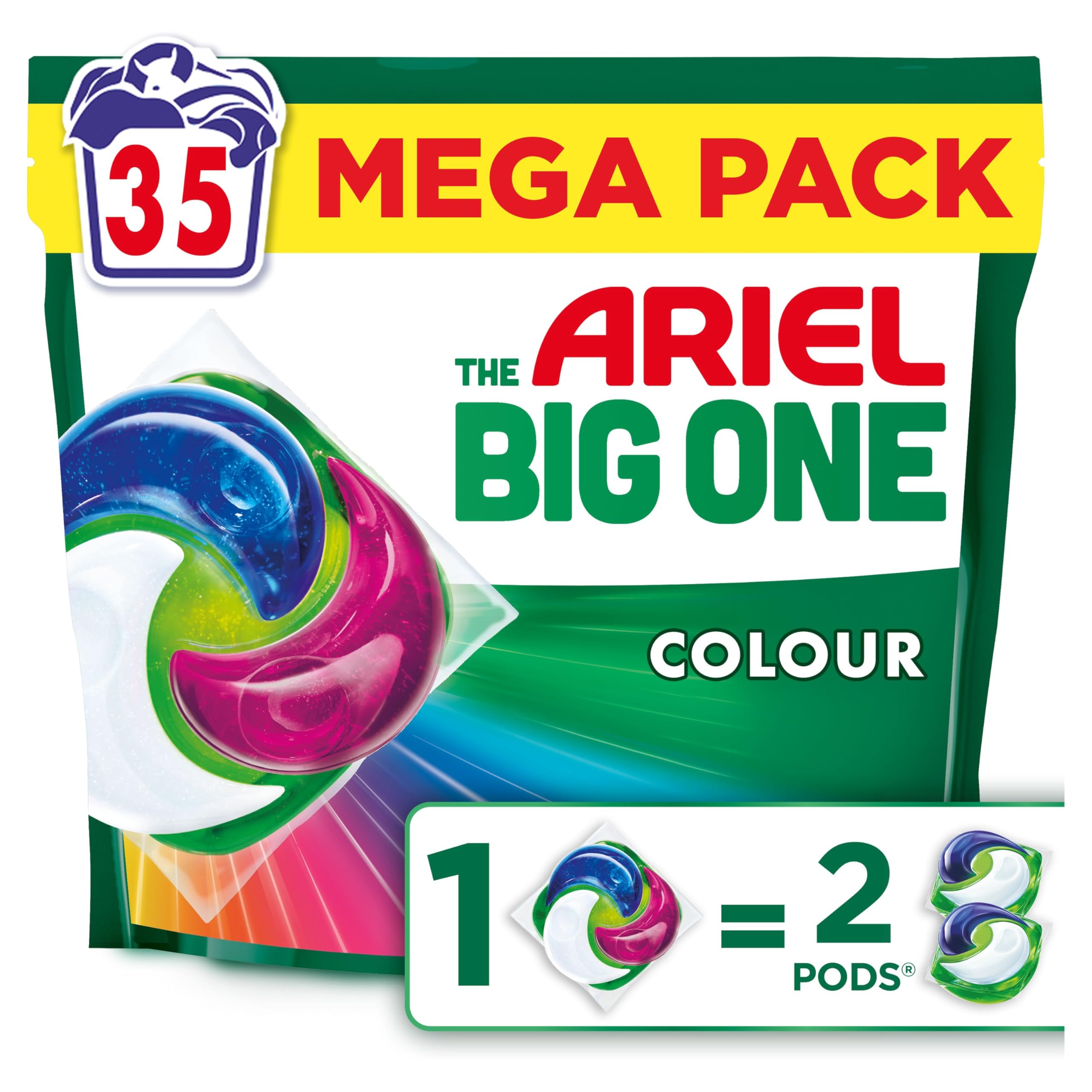 Ariel The Big One PODS Laundry Capsules, 35 Washes, Colour – 2X Stain & Odour Removal