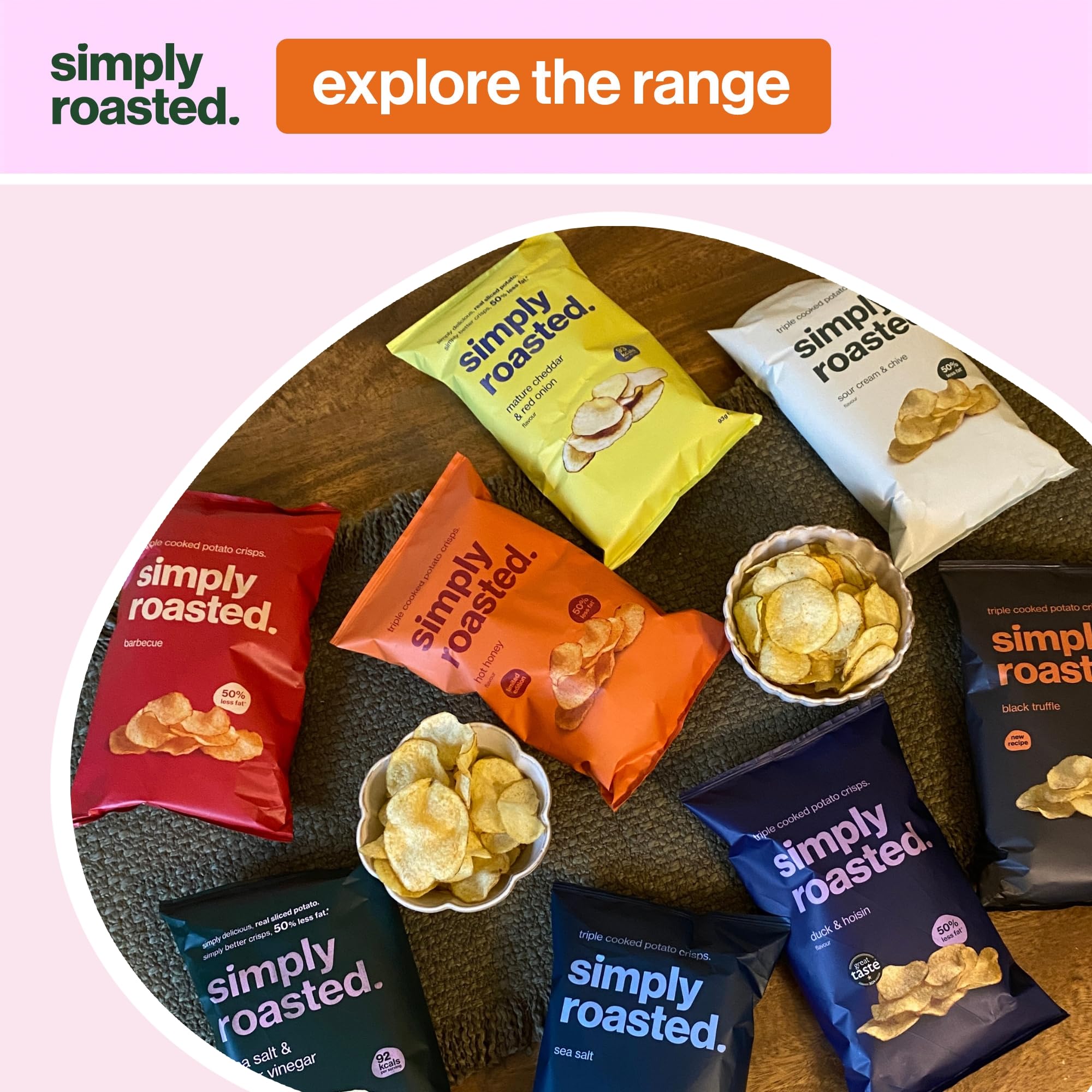 Simply Roasted Sea Salt Crisps Multipack - 12 x 21.5g Bags | 50% Less Fat | Vegan & Gluten-Free 6