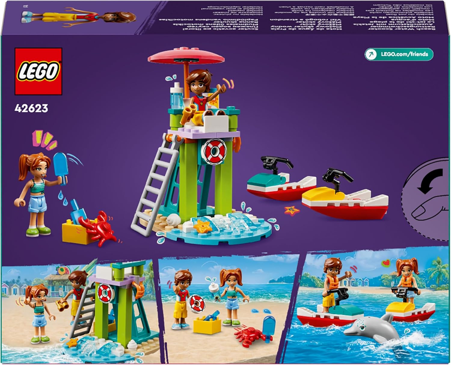 LEGO Friends Beach Water Scooter Building Set - Dolphin & Mini-Dolls Playset for Ages 5+ 7