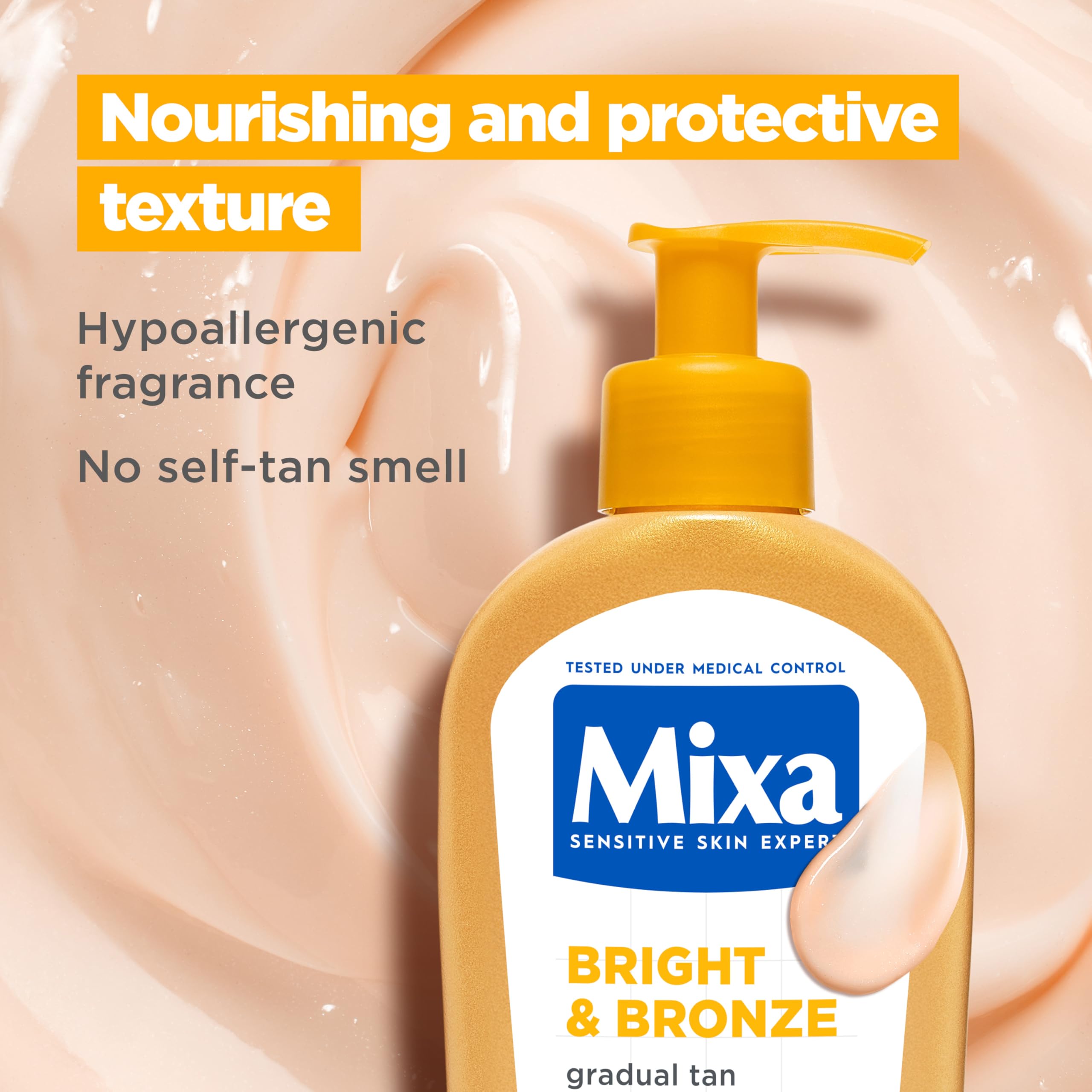Mixa Bright & Bronze Gradual Tanning Body Lotion - 24H Hydration, Hypoallergenic, 250 ml 8