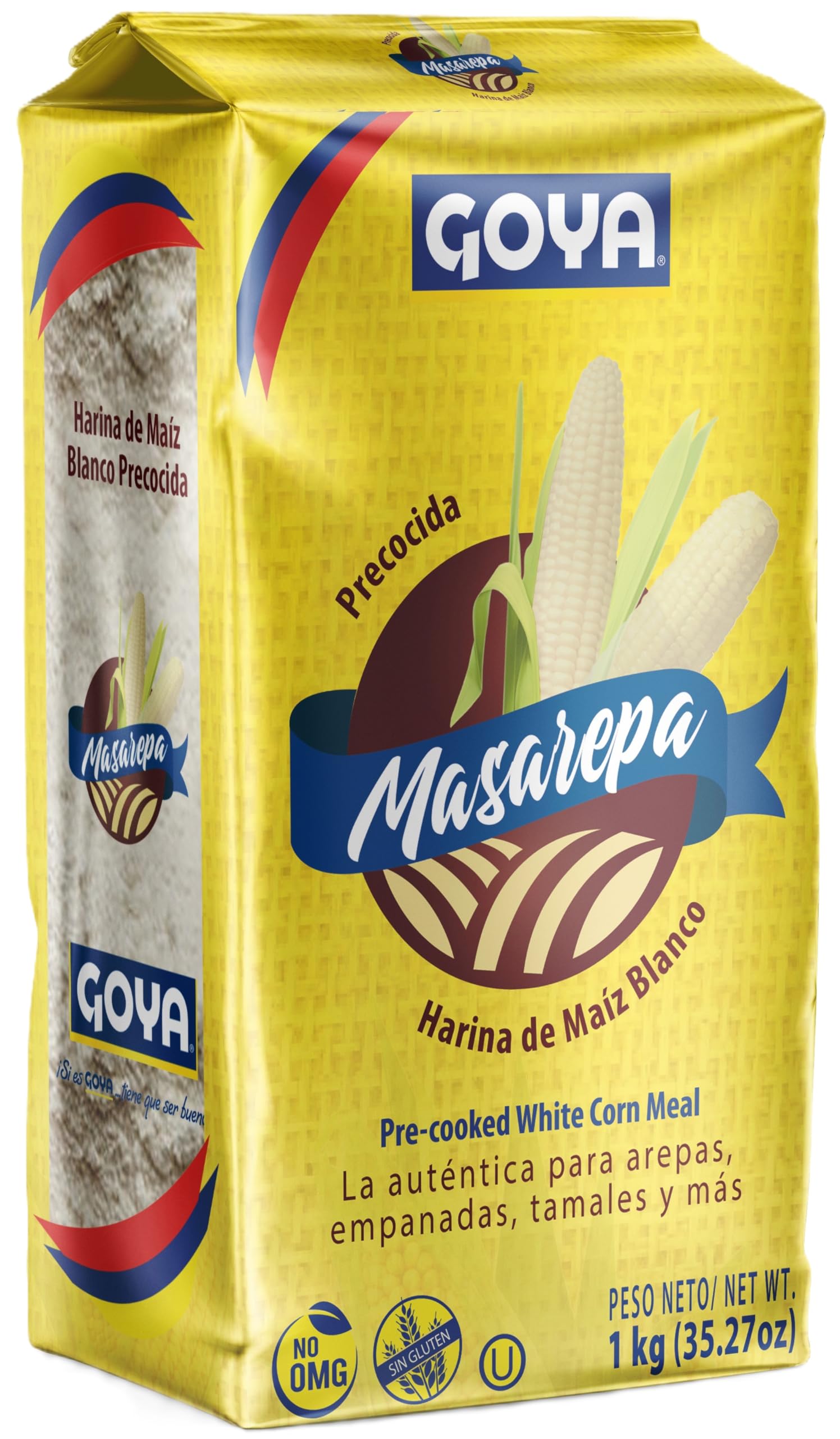 Goya Masarepa Pre-cooked White Corn Meal - Gluten Free | Authentic Latin Flavor | 1kg Bag