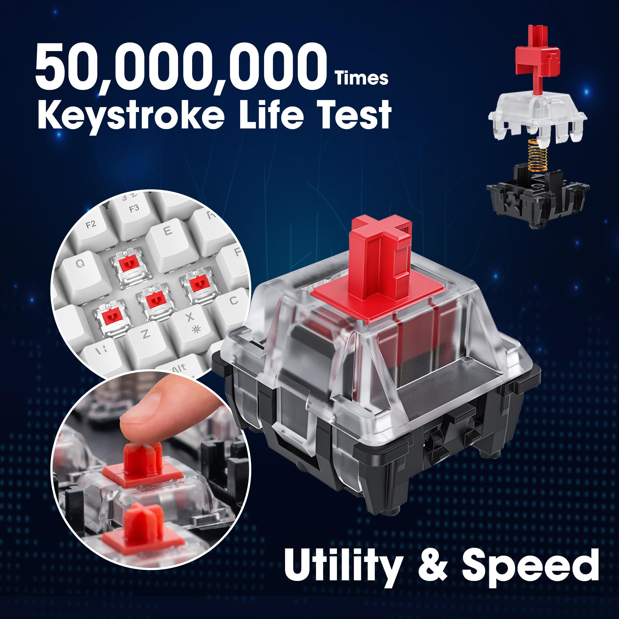 KOORUI 60% Mechanical Gaming Keyboard MKC01, Red Switch, RGB Backlit, Compact 69-Key, Detachable Type-C, Anti-Ghosting, Mac/PC Compatible 7