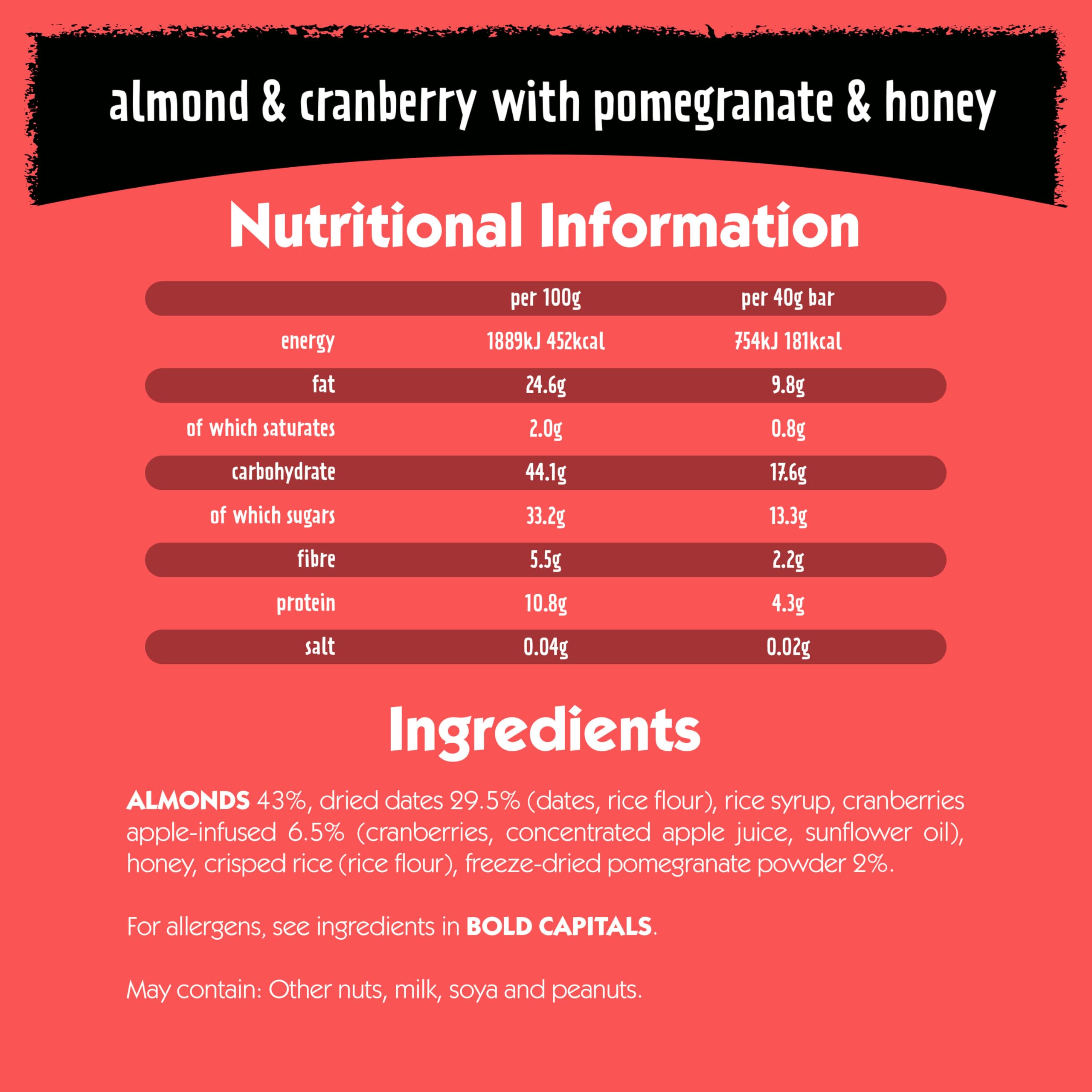 Eat Natural Fruit & Nut Bars Almond & Cranberry with Pomegranate & Honey - Pack of 12 6