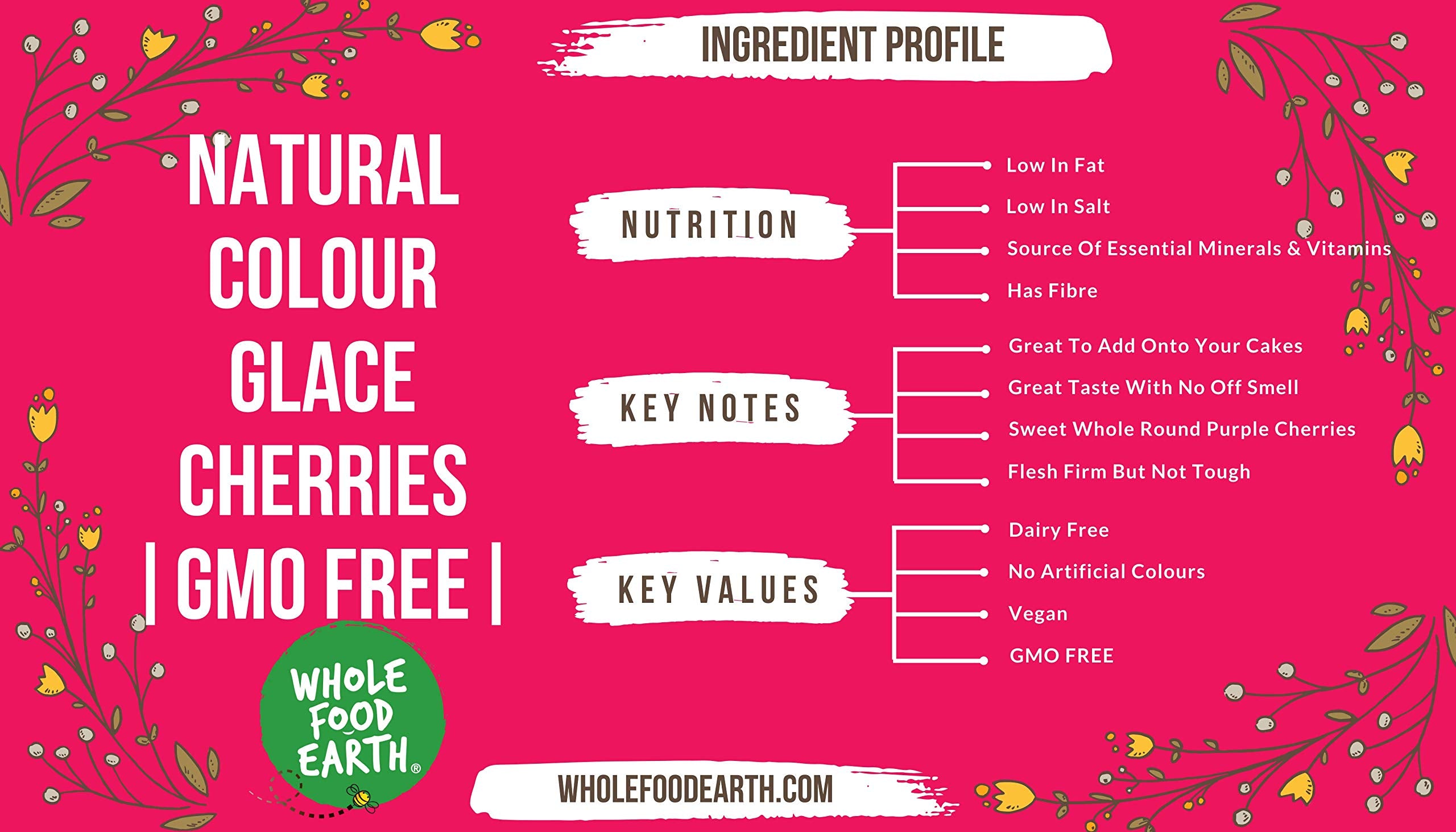 Wholefood Earth Glace Cherries 500g | GMO Free, Vegan, Recyclable Packaging 9