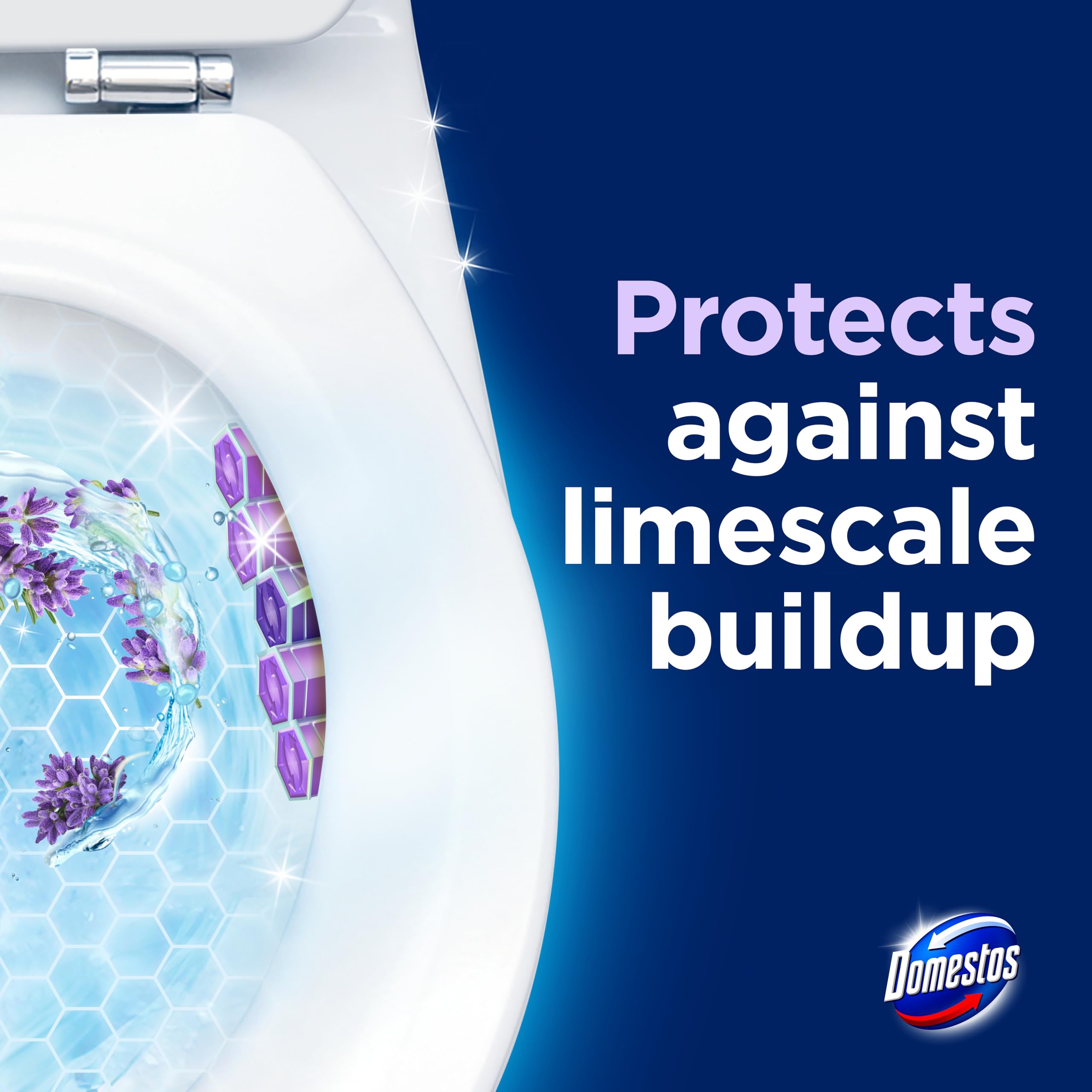 Domestos Power 5 Lavender Toilet Rim Blocks - 2 Count (50g Each) | 300 Flushes