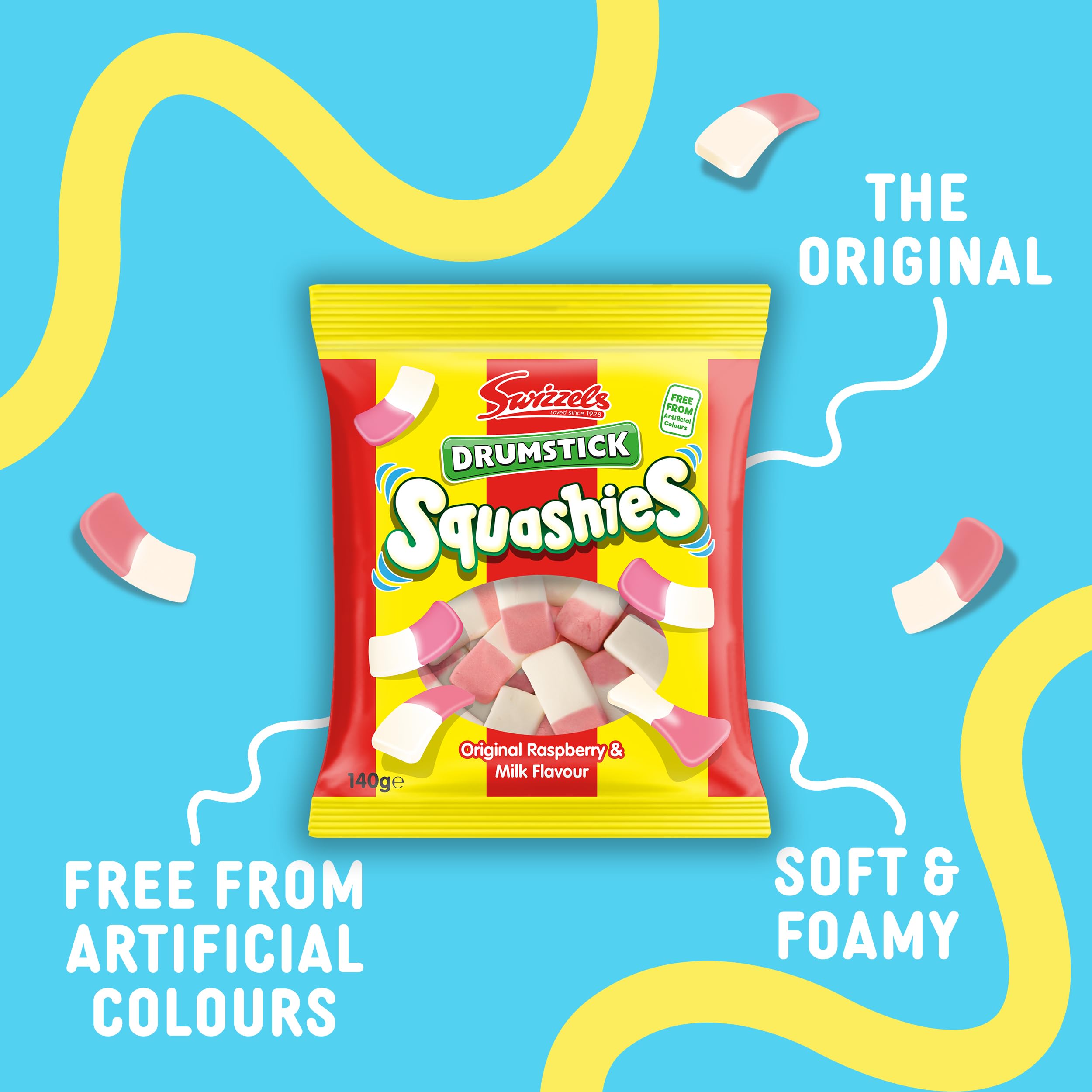 Swizzels Drumstick Squashies Original Sweets - Raspberry 140g