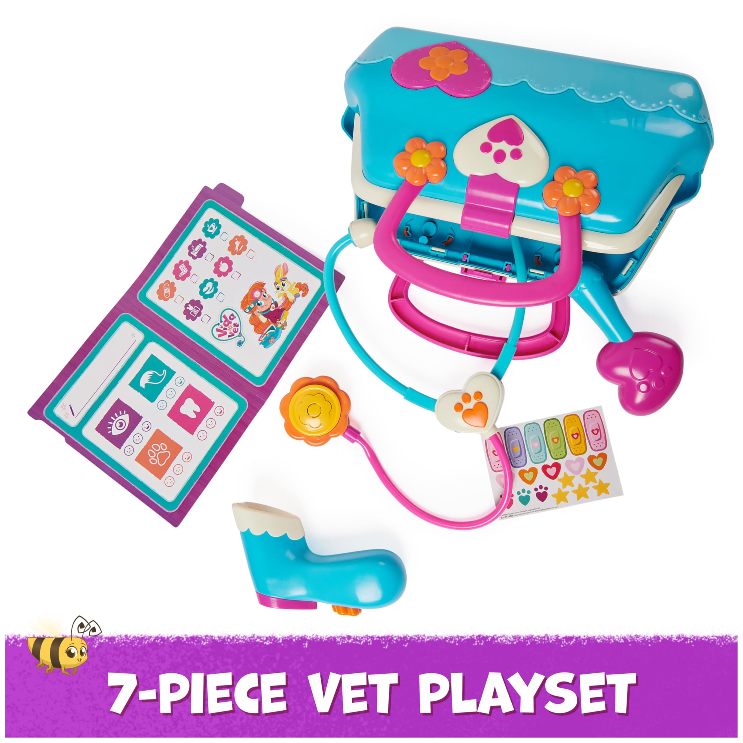 Vida the Vet - Vet Bag with 5 Doctor Kit Accessories & Popcorn Plush Toy for Kids 3+