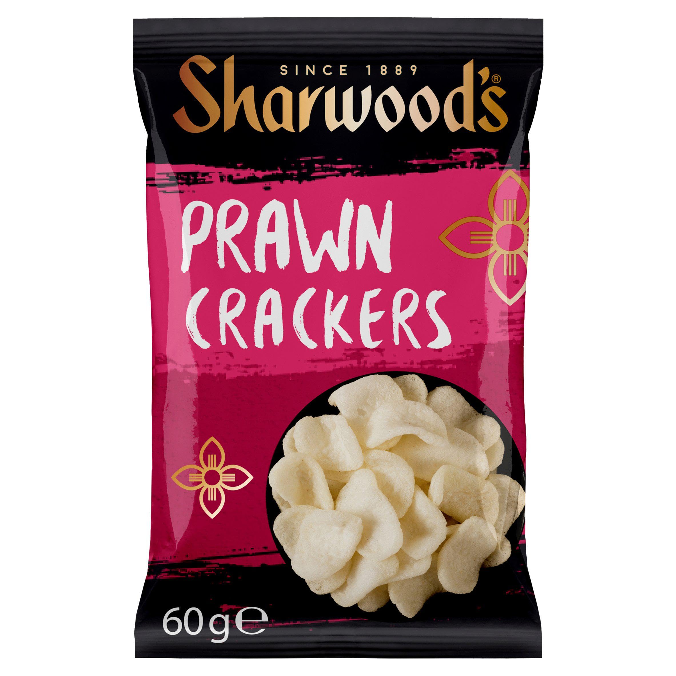 Sharwood's Prawn Crackers – Crispy Chinese Snack with Real Prawns, 60g Pack of 6 3