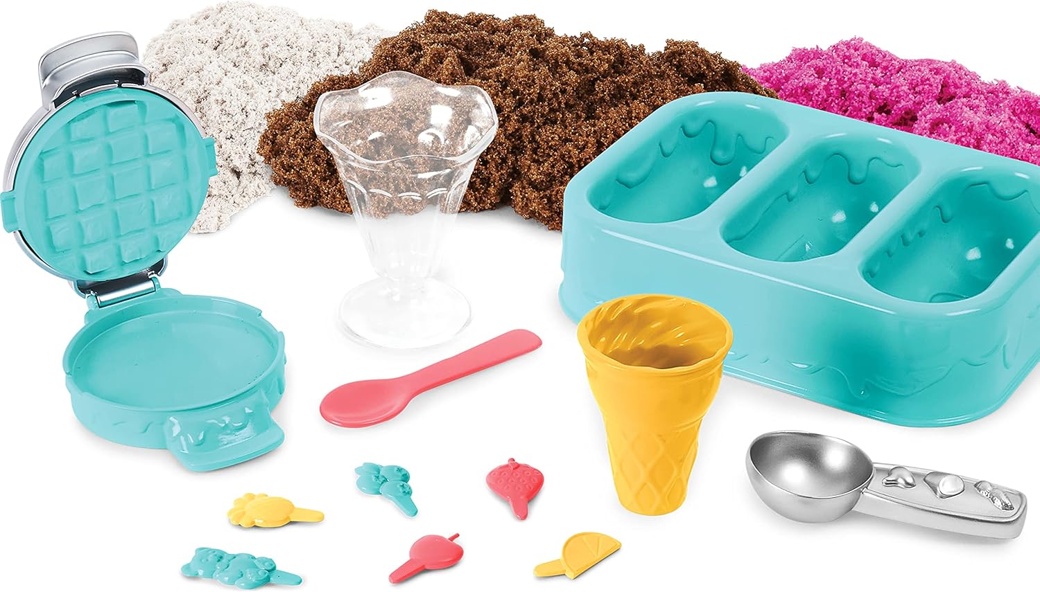 Kinetic Sand Scents Ice Cream Treats Playset - Scented Sand with 6 Tools & Toppings for Kids 3+ 4