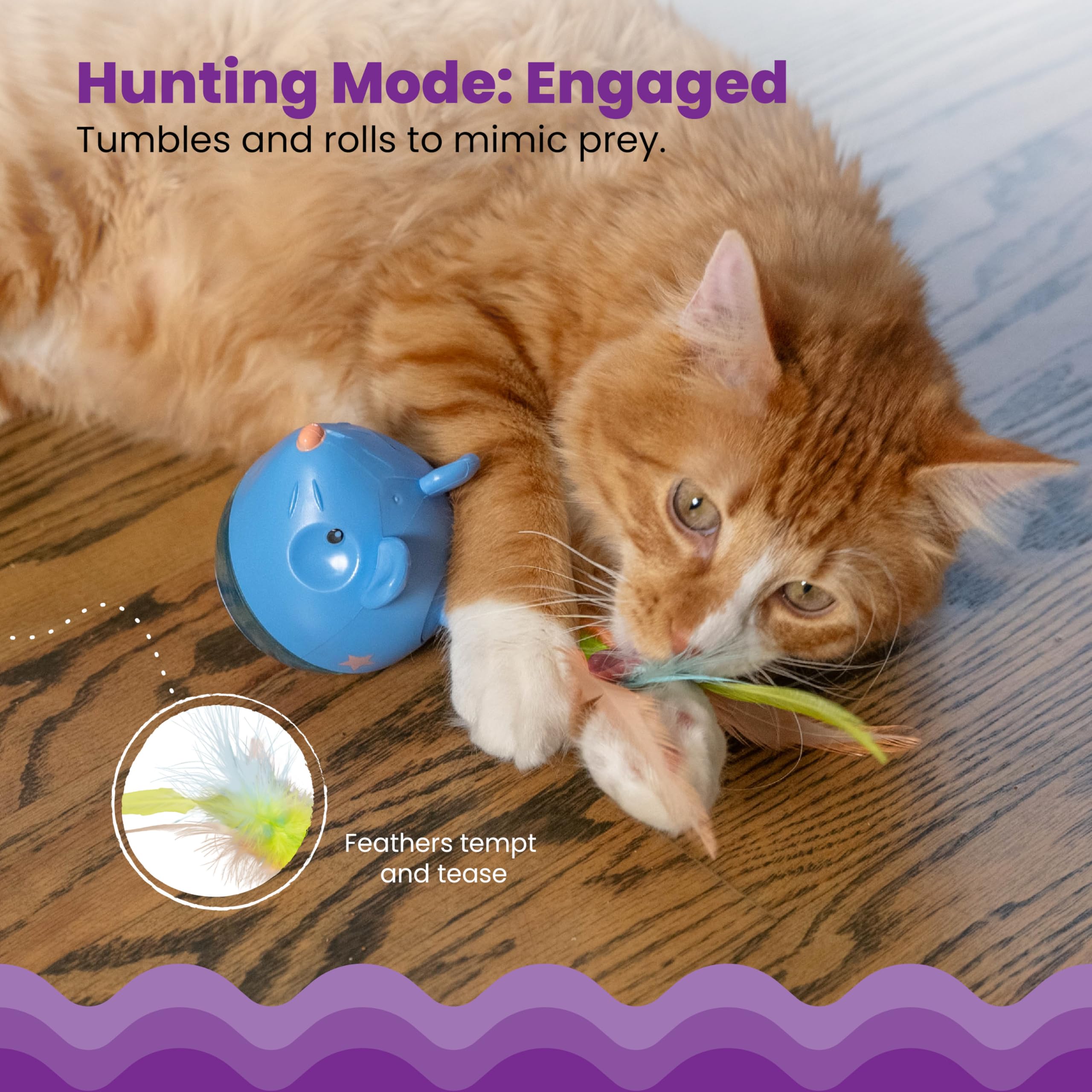 Catstages Hunt 'N Swat Treat Tumbler - Wobbles Rolls Dispenses Treats | Adjustable Difficulty 3