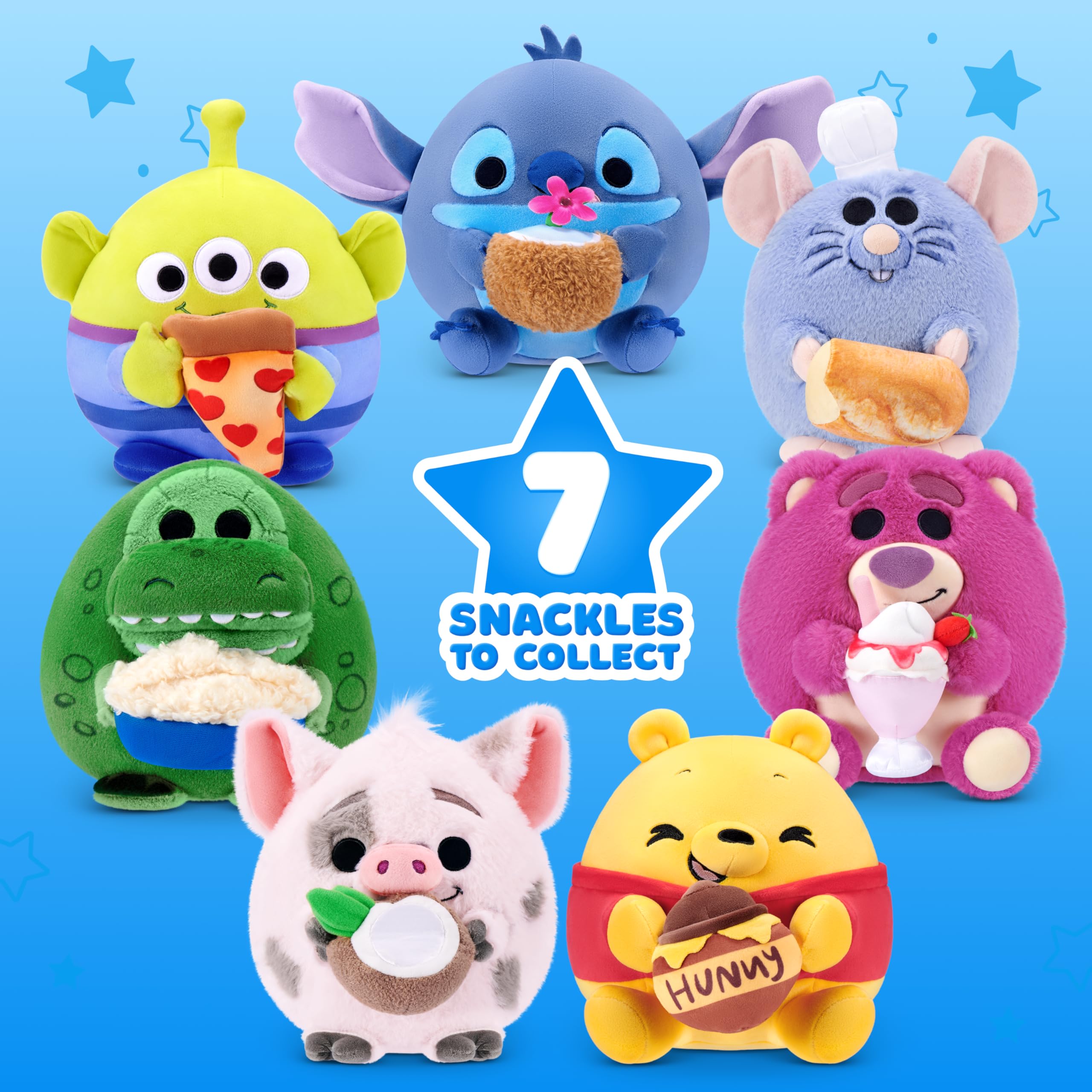 Snackles Disney 8-Inch Plush Toy - Rex & Popcorn | Ultra-Soft Polyester 6