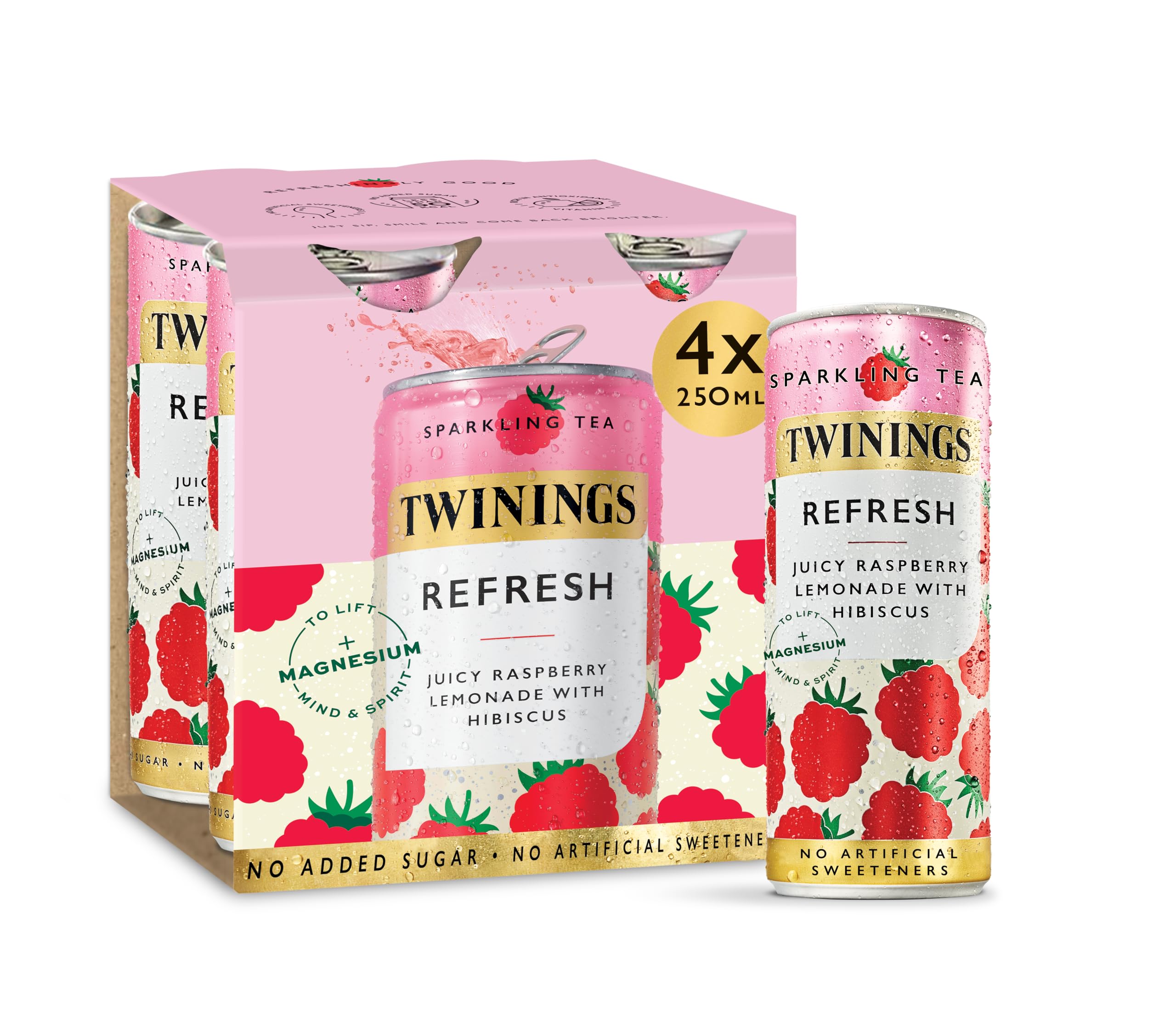 Twinings Raspberry & Lemon Flavoured Sparkling Tea - Refreshing Fruit Infusion with White Tea, No Added Sugar