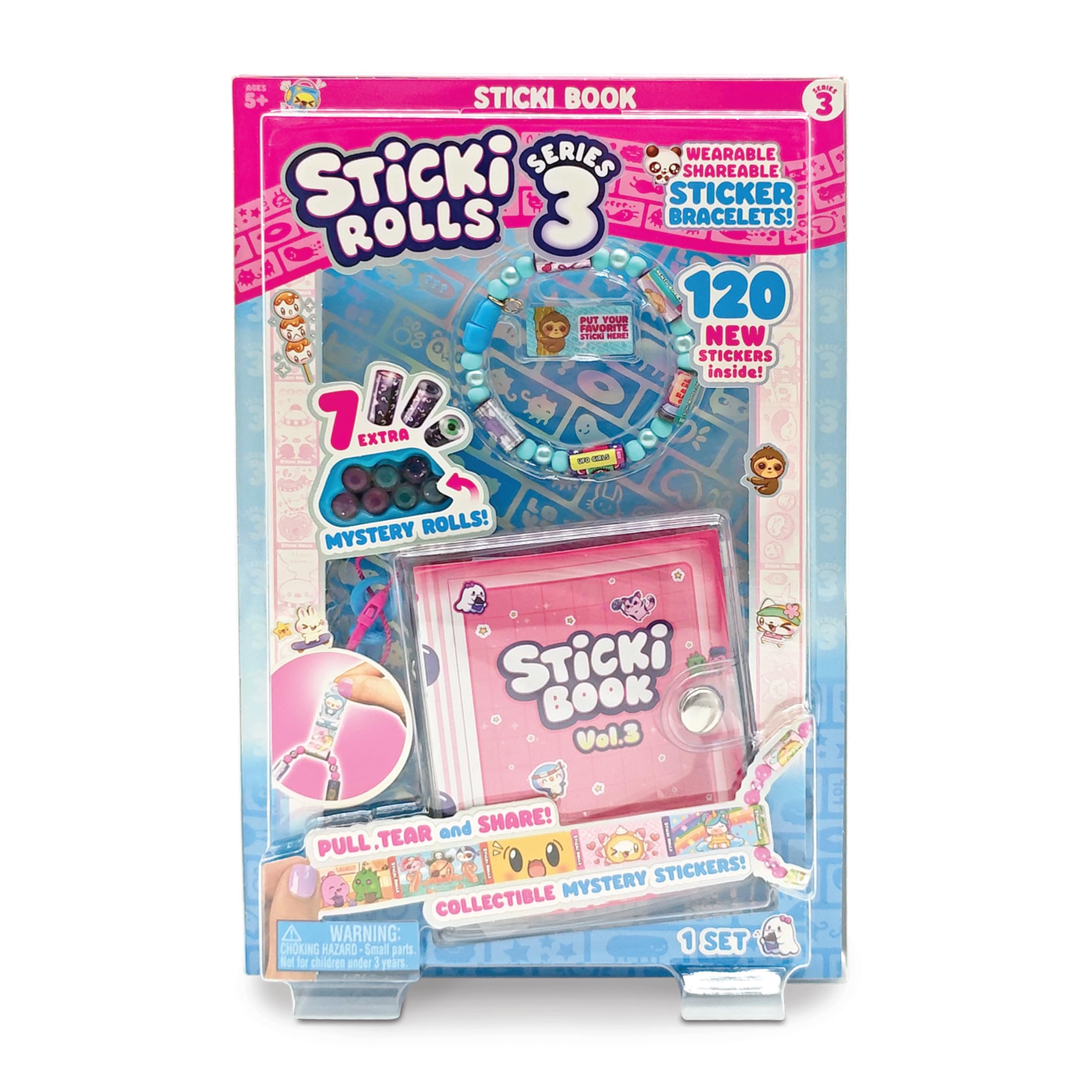 STICKI ROLLS Sticki Book S3 | 120 Wearable Shareable Stickers, Activity Book, Bracelet | Model SR2013