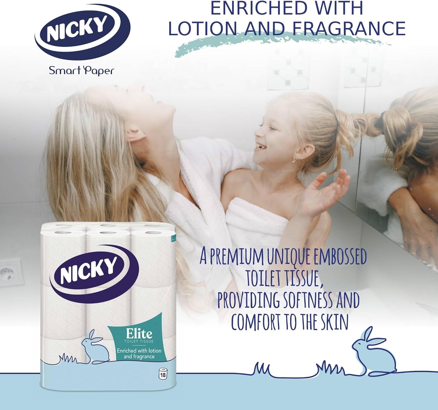 Nicky Elite Scented Toilet Tissue - 18 Rolls, 3-Ply Talc Fragrance, FSC-Certified 4