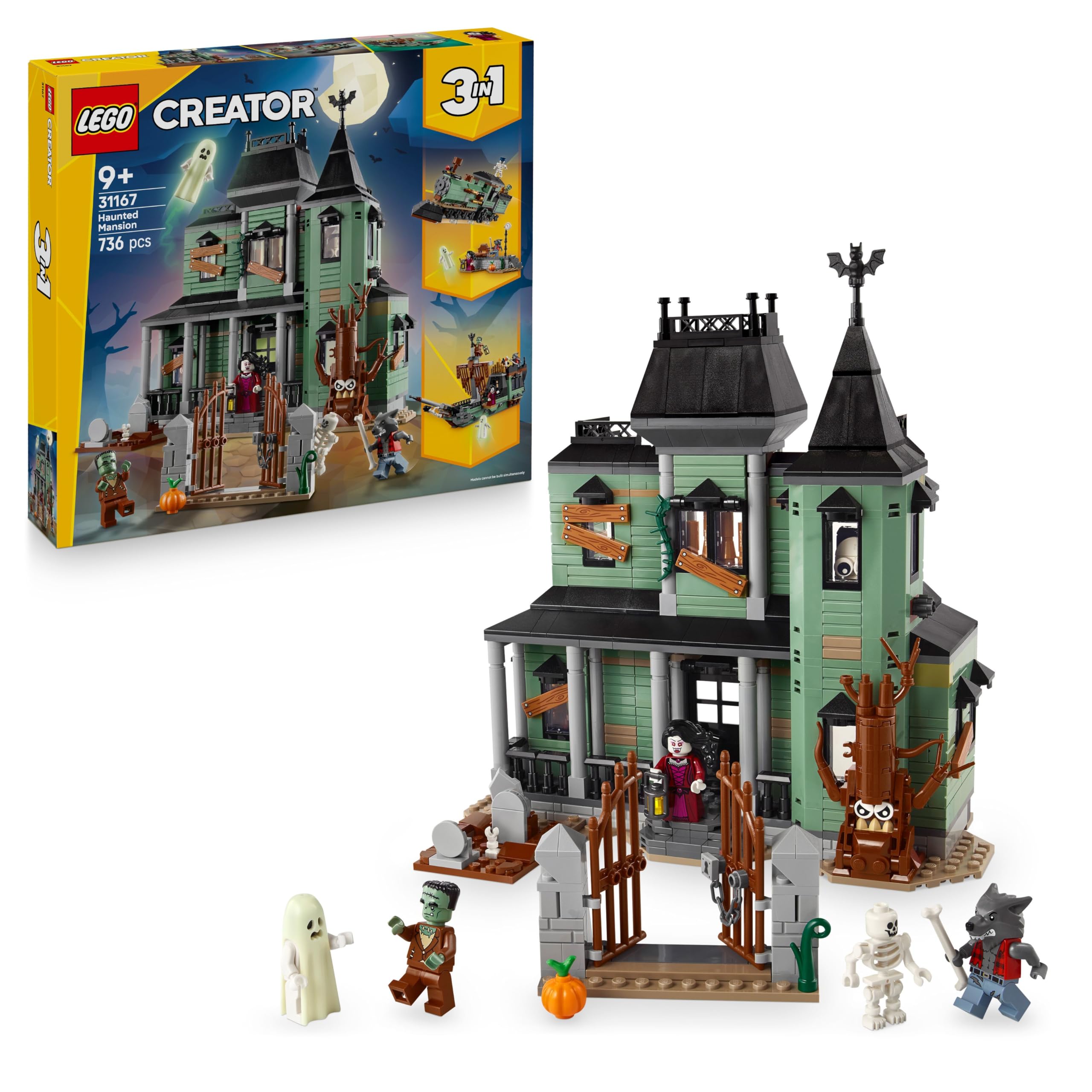 LEGO Creator 3in1 Haunted Mansion - Spooky Building Set for Kids 9+