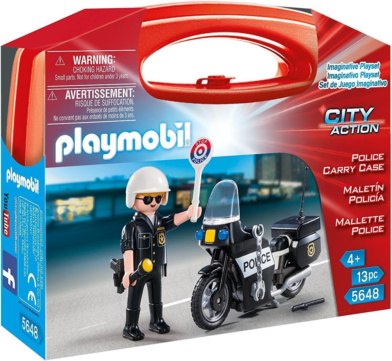Playmobil 5648 City Action Police Carry Case - Collectible Playset with Motorcycle & Officer Figure