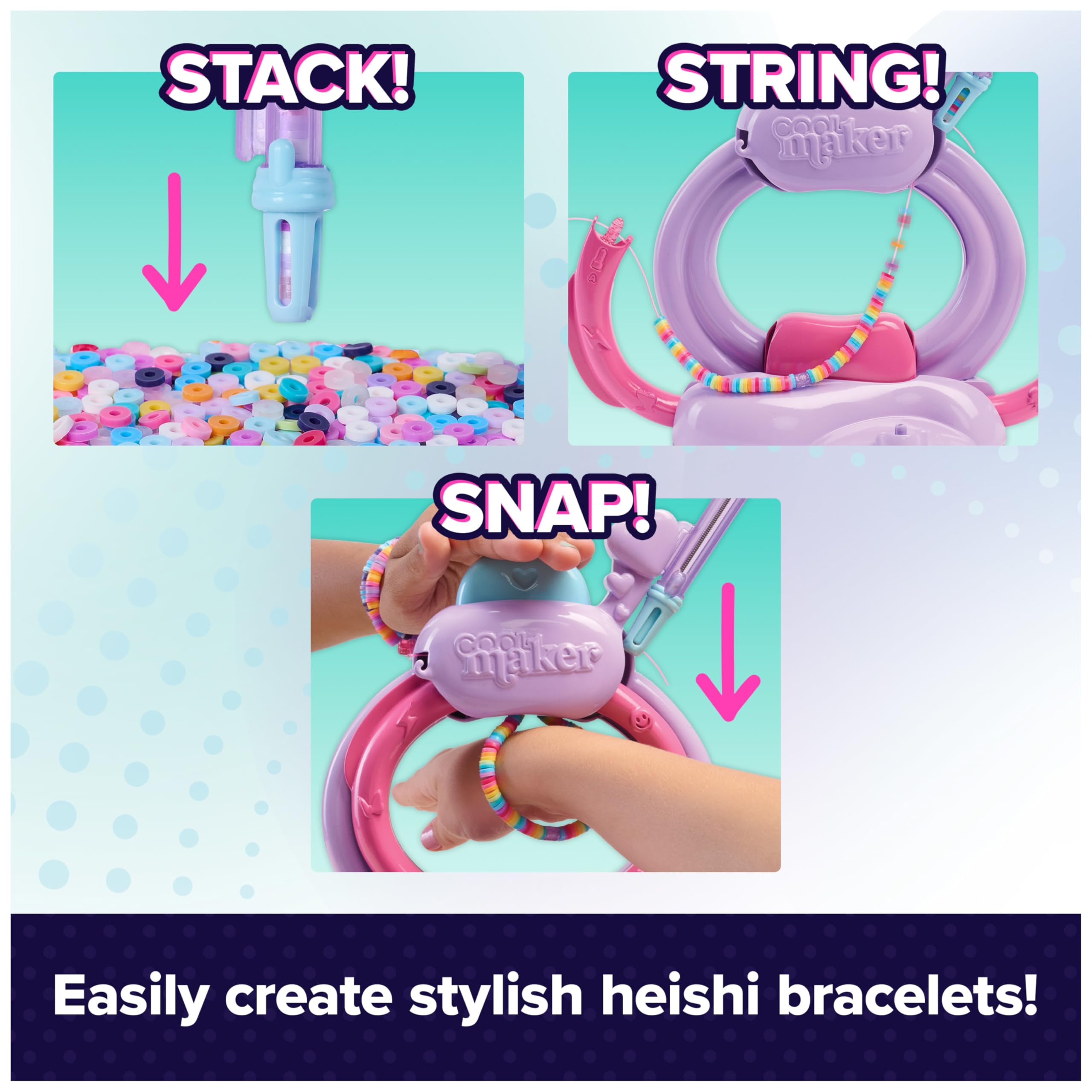 Cool MAKER Stack’d Heishi Studio Bracelet Making Kit - Easy Beading Pen for Kids 5