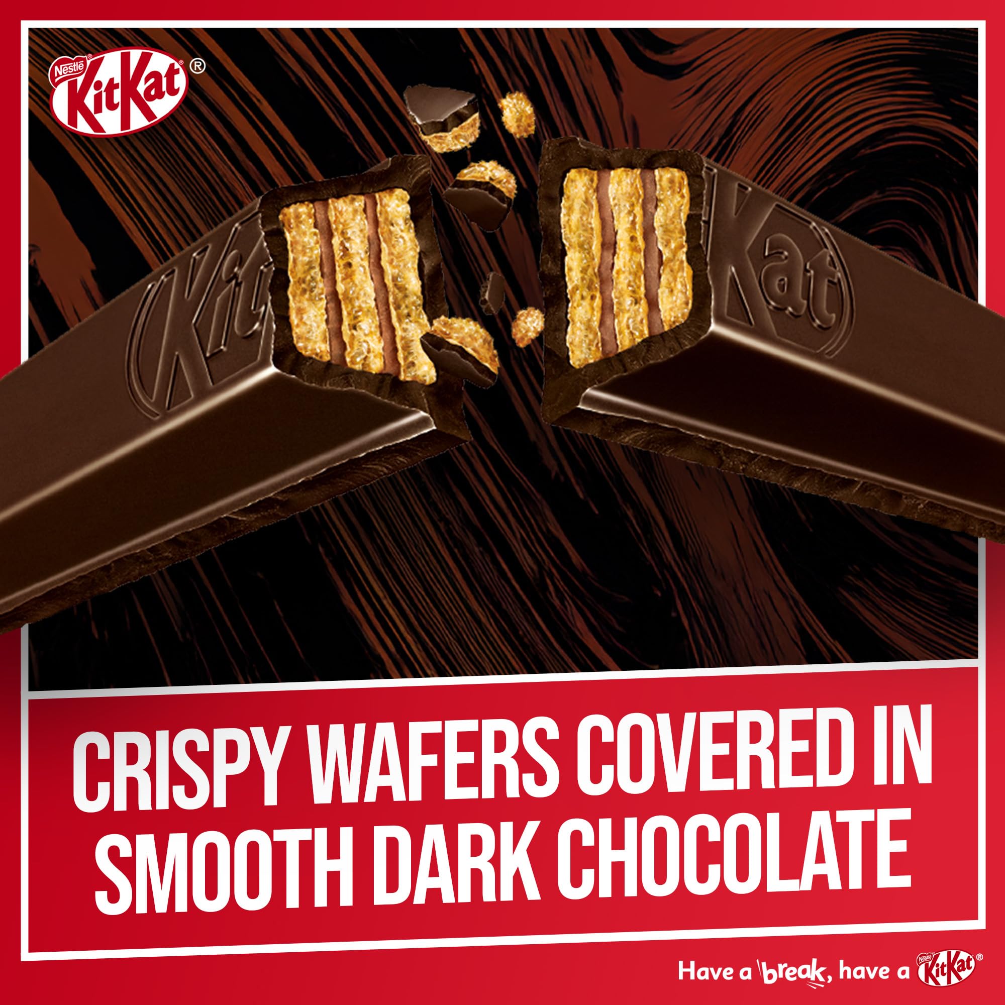 KitKat 2 Finger Dark Chocolate Biscuit Bars – 8 Pack (8 x 20.7 g) | Crisp Wafer & Smooth Dark Chocolate Snack