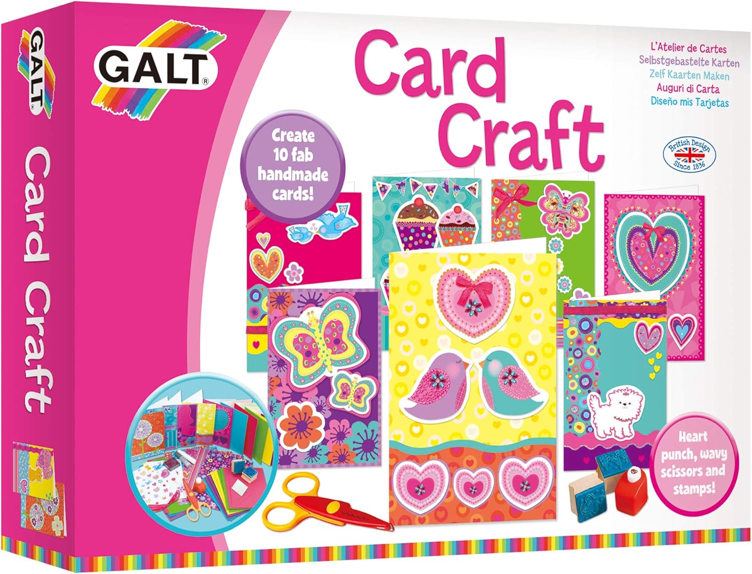 Galt Toys Card Craft Kit - Create 10 Handmade Cards with Stamps, Stickers & Glitter, Ages 8+