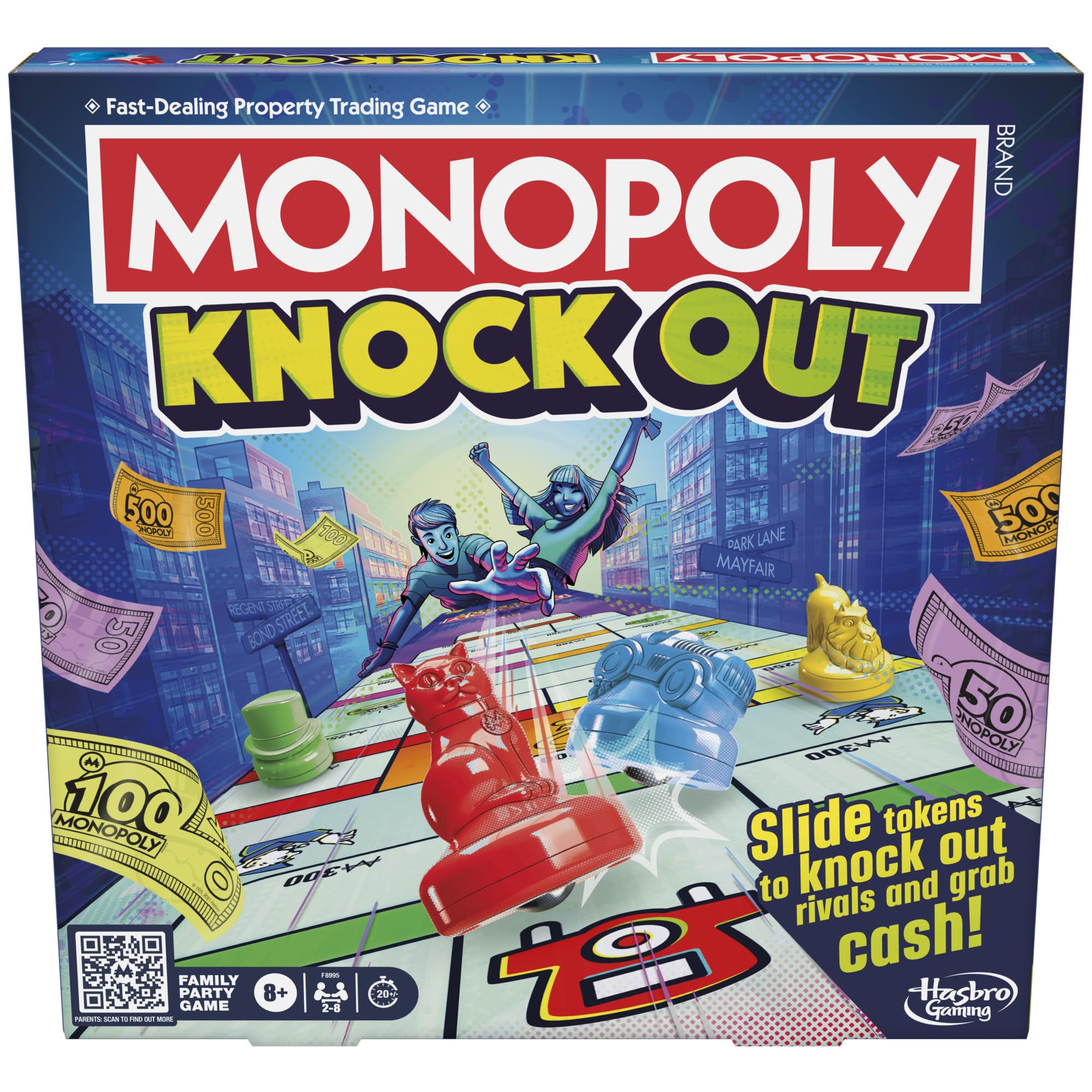 Monopoly Knockout Board Game for 2-8 Players | Fast-Paced Shuffleboard Style Action | Ages 8+