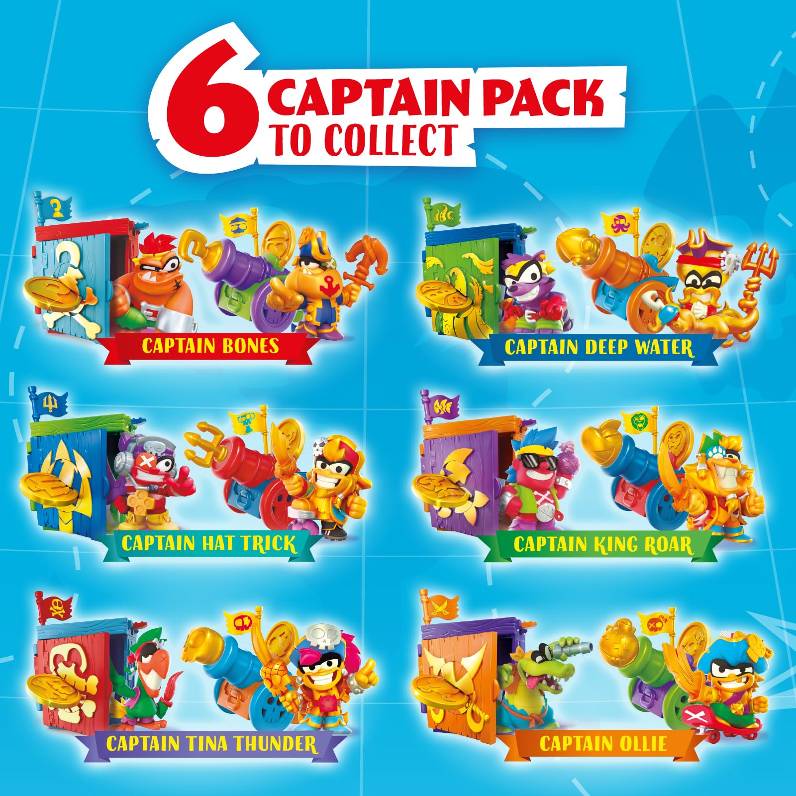 PIRATIX Golden Treasure Series – Captain Pack Hat Trick - 4 Collectible Figures with Fortress, Cannon & Exclusive Treasures 12