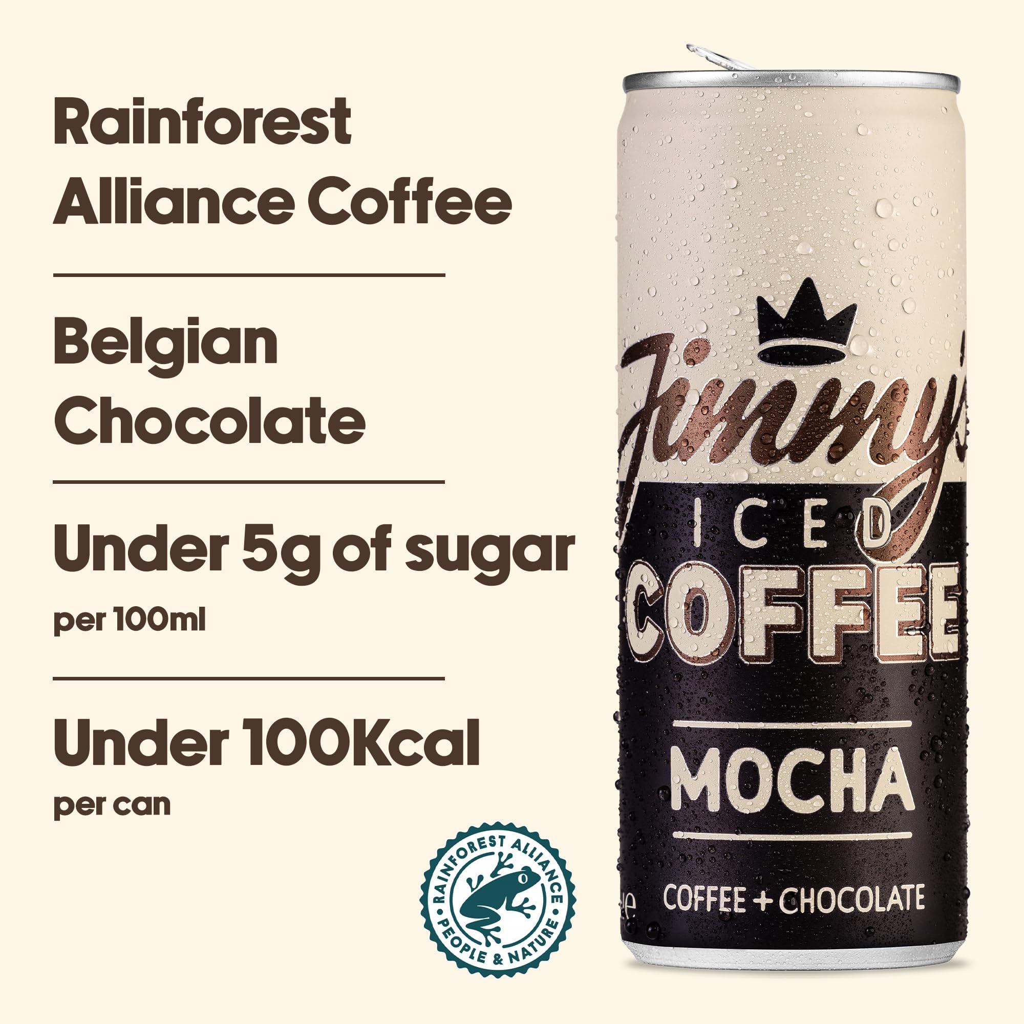 Jimmy's Iced Coffee Mocha SlimCan 250 ml - Ethically Sourced Colombian Coffee & Chocolate 3