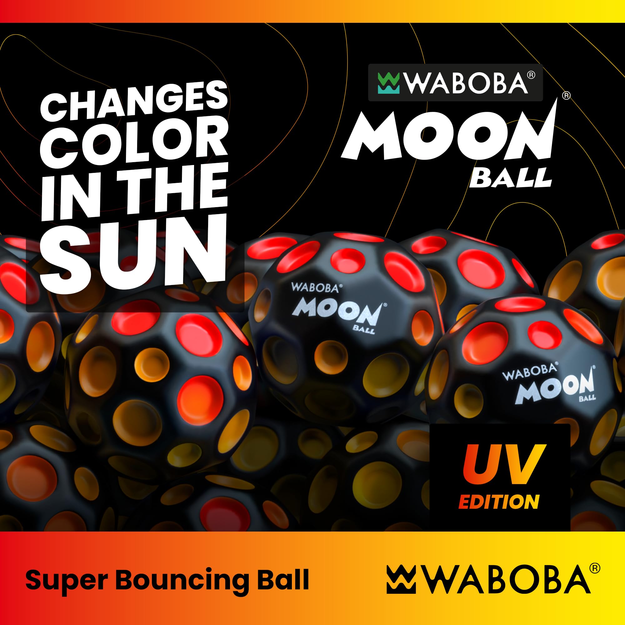 Waboba UV Moon Ball - Hyper Bouncing Up to 100 Feet | UV-Reactive Color | Ages 8+