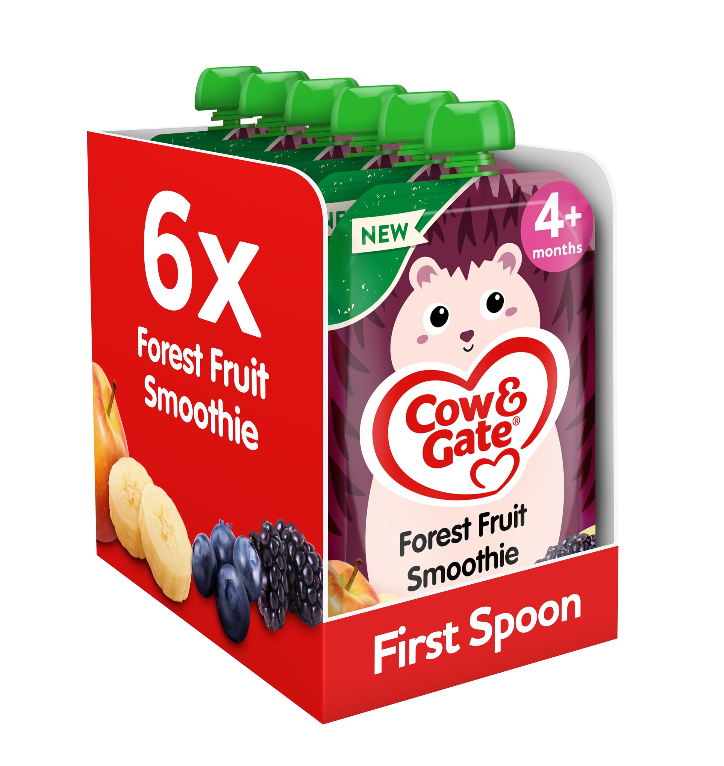 Cow & Gate Forest Fruit Baby Food Pouch, 4+ Months, 100g - Pack of Snacks with No Added Sugar