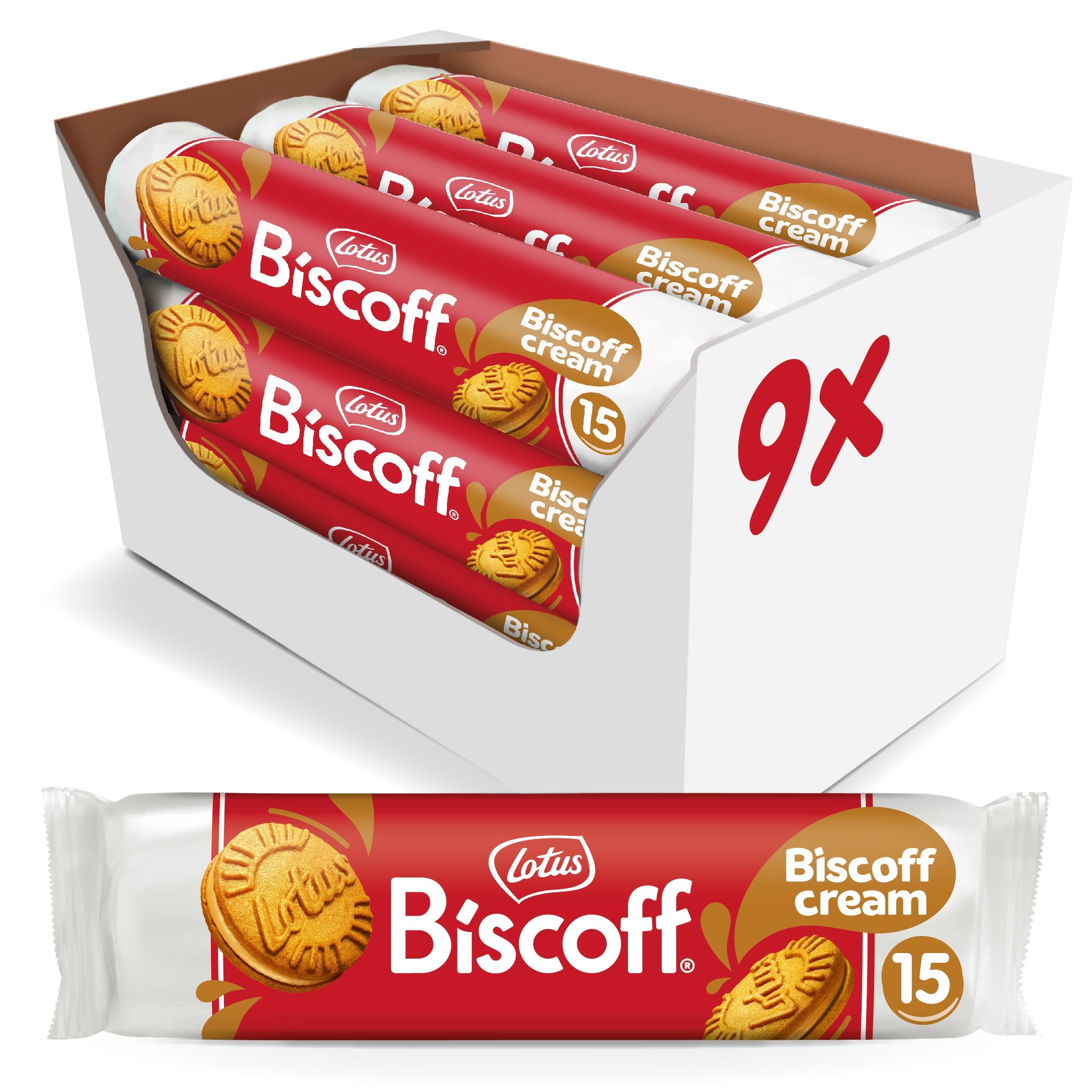 Biscoff - Sandwich Biscuits with Biscoff Cream Filling - 9 Packs of 150g