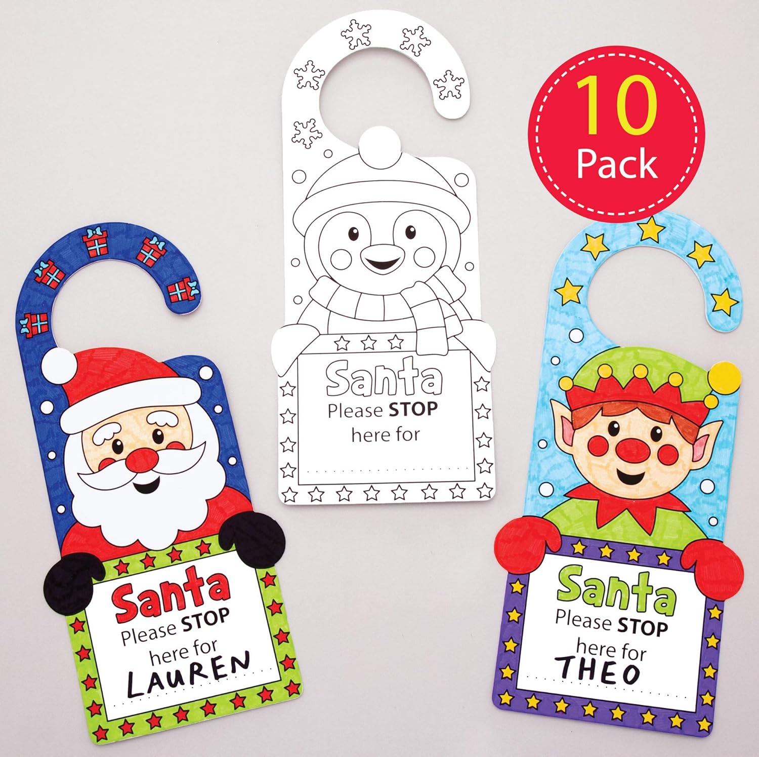 Baker Ross AT167 Christmas Colour in Door Hangers - Pack of 10 Festive Papercraft Decorations 4