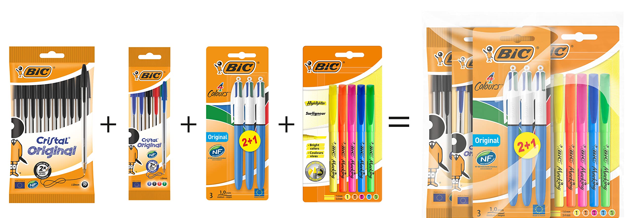 BIC Studenten-Schreibwarenset – 23-teiliges Paket mit schwarzen, farbigen und Textmarkern 5