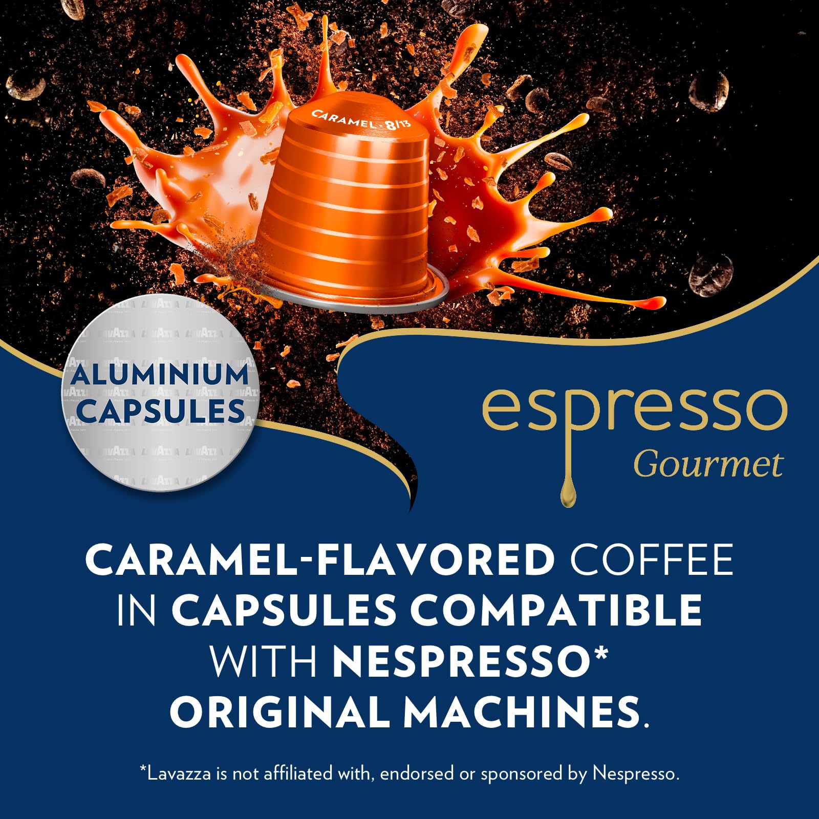Lavazza Espresso Gourmet Caramel Coffee Capsules for Nespresso Original Machines | Intensity 8/13 | 10 Count