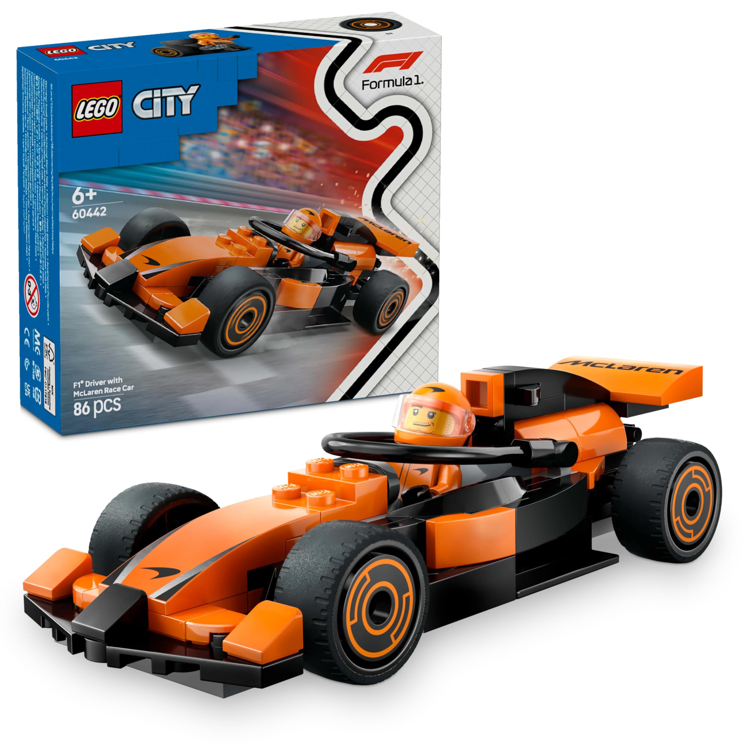 LEGO City F1 Driver with McLaren Race Car - Building Playset for Ages 6+