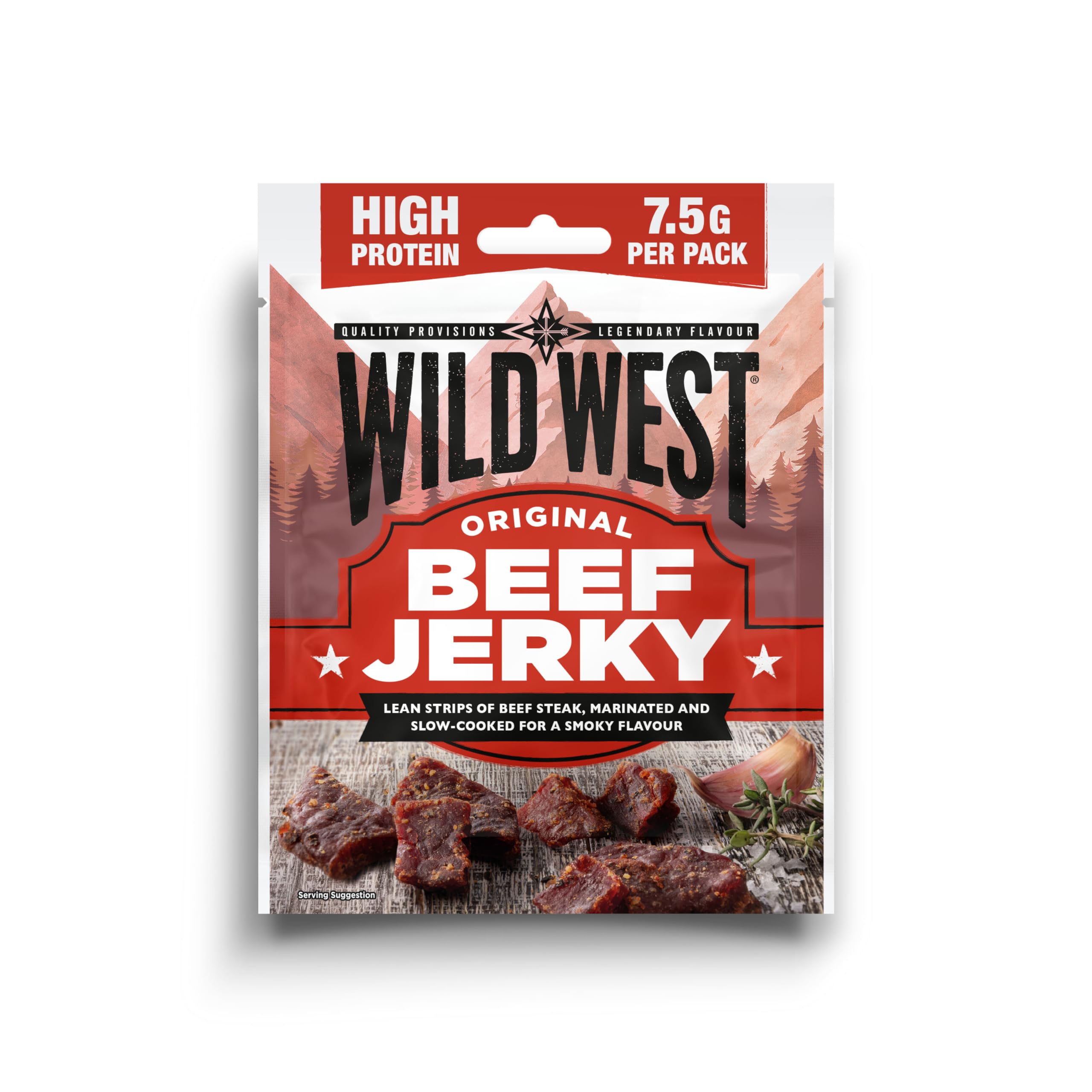 WILD WEST Original Beef Jerky - High Protein, Gluten Free Snack | 25g Pack of 12