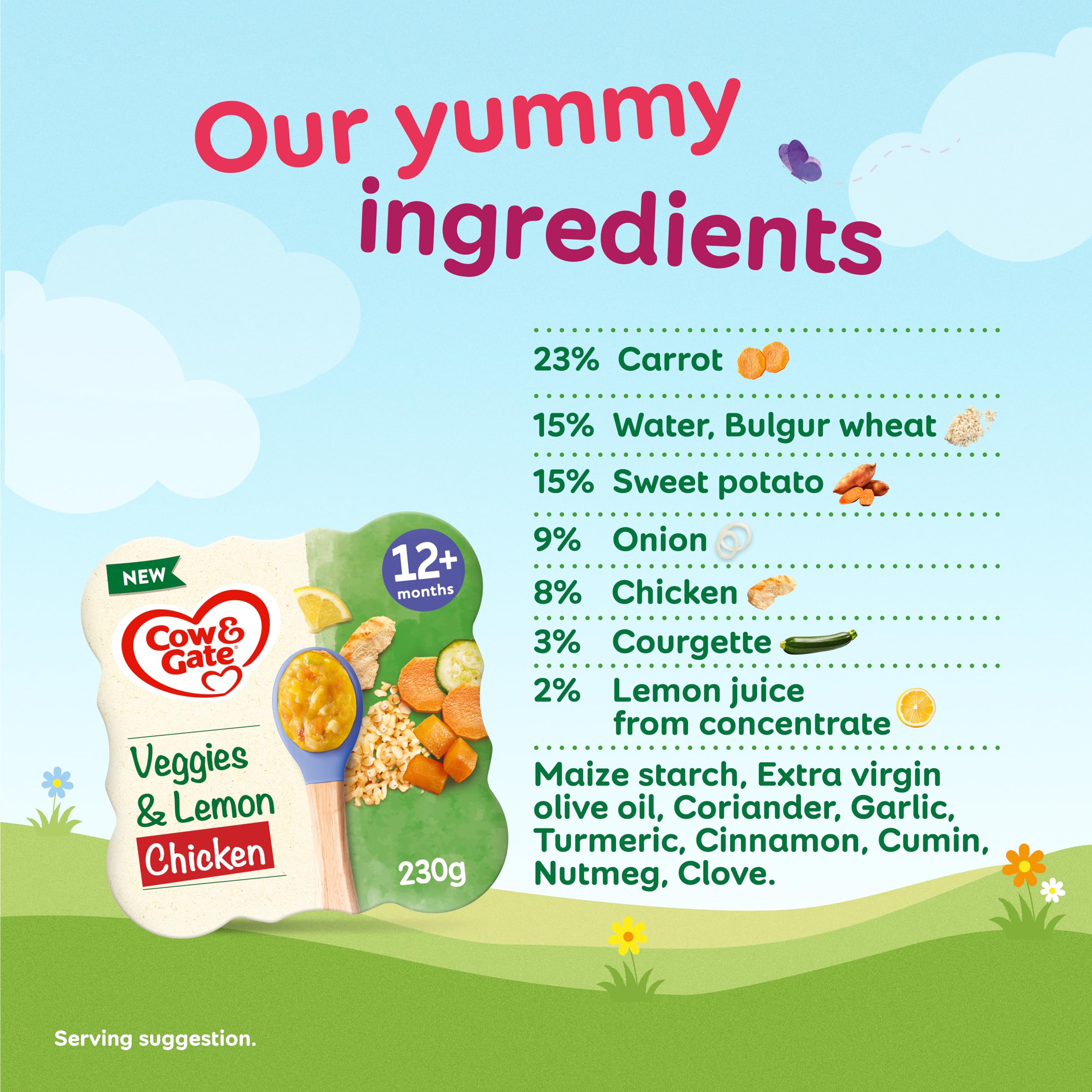 Cow & Gate Lemon Chicken & Vegetables Baby Food Meal, 12+ Months, 230g 4