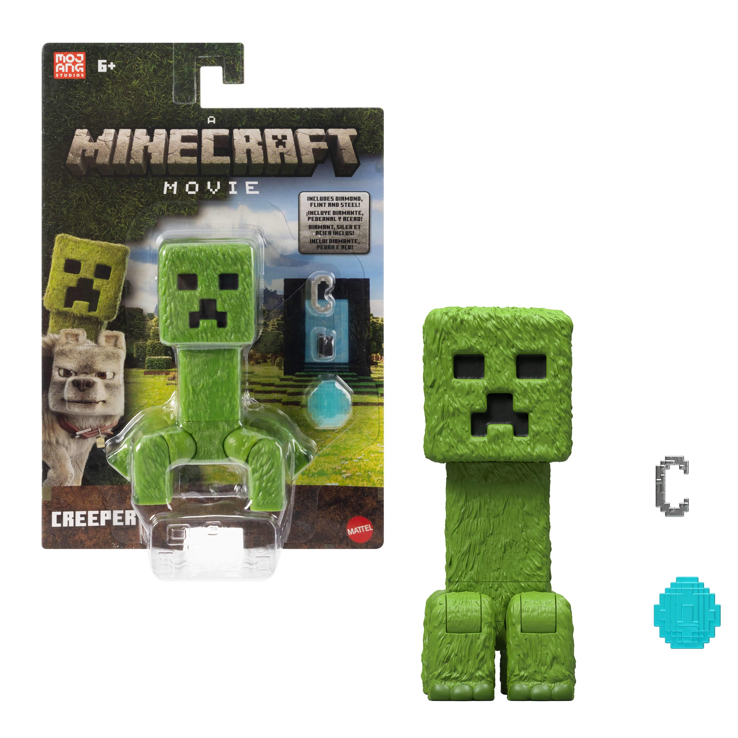 Minecraft Action Figure & Accessories Set - 4-inch Posable Creeper with Movie-Inspired Details by Mattel 6