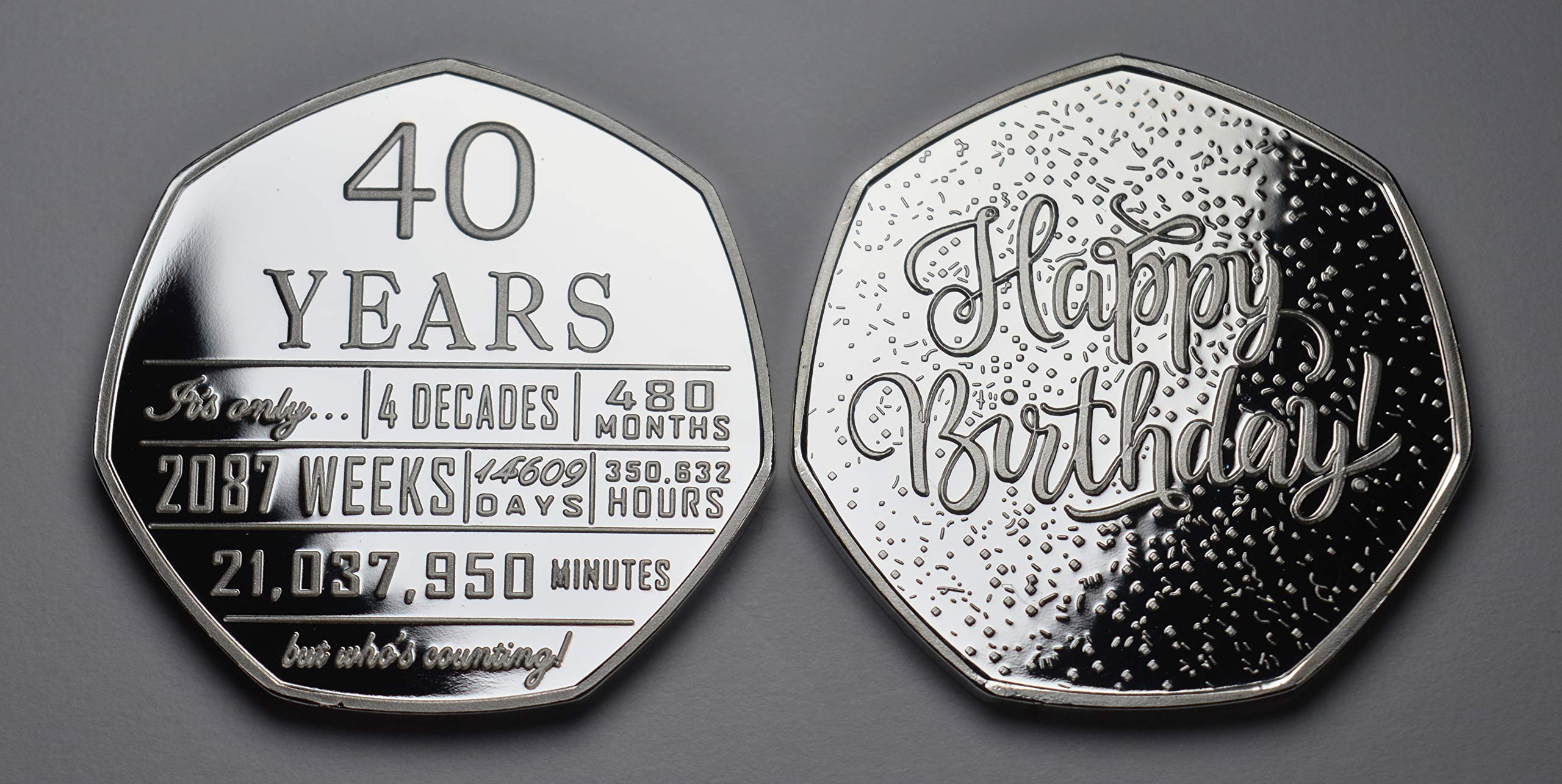 The Commemorative Coin Company 40th Birthday .999 Silver Commemorative Coin - Proof Finish with 24ct Gold and Faux Pearl 4