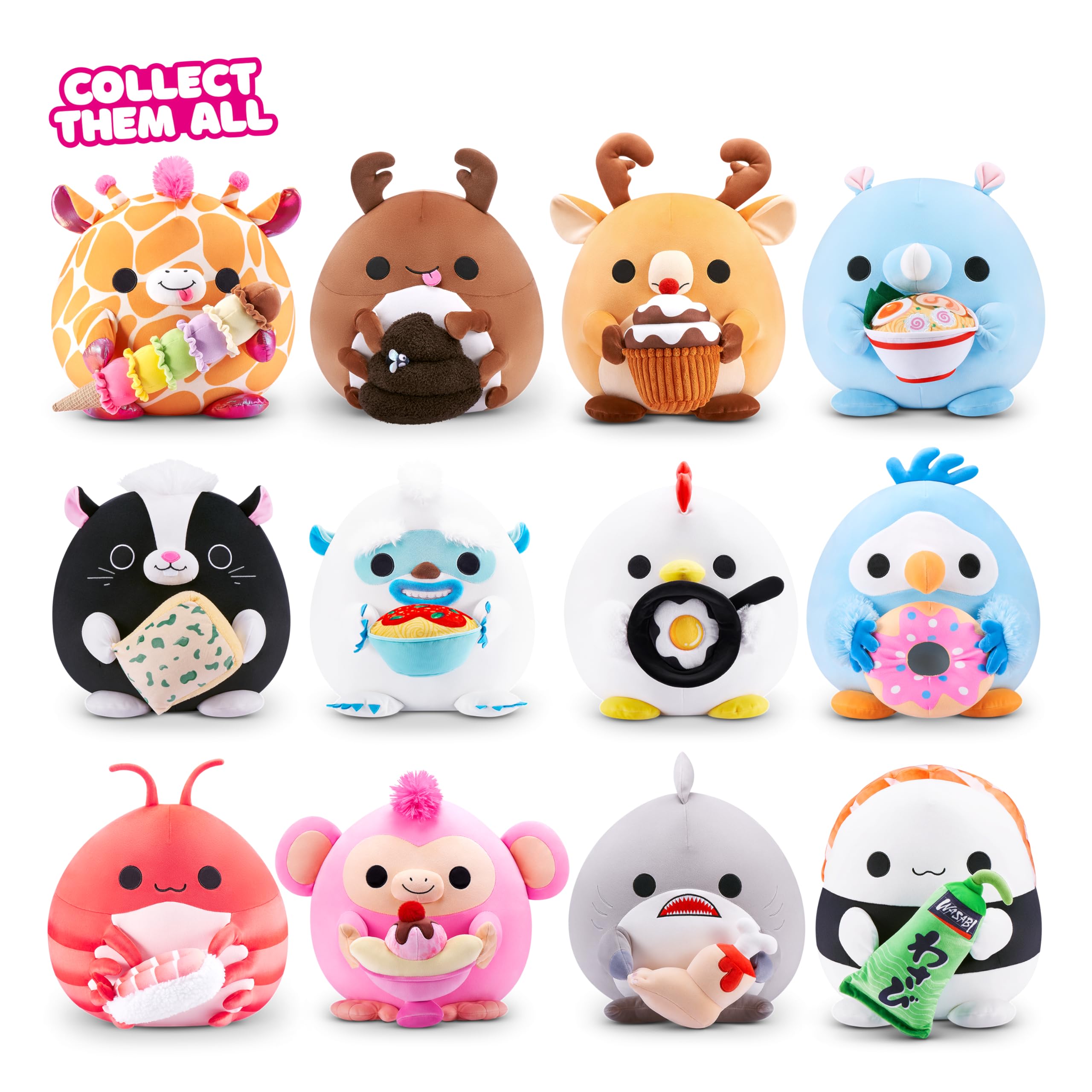 Snackles Series 1 8-inch Plush (EVA) by ZURU - Soft Squeezable Collectible with Snack Accessory 8