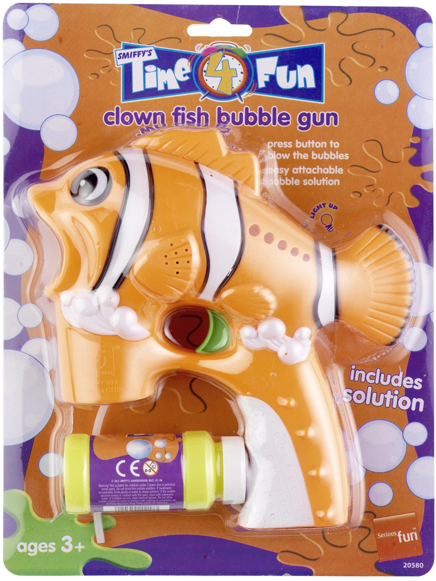 Smiffys Clown Fish Bubble Gun - Orange with Solution