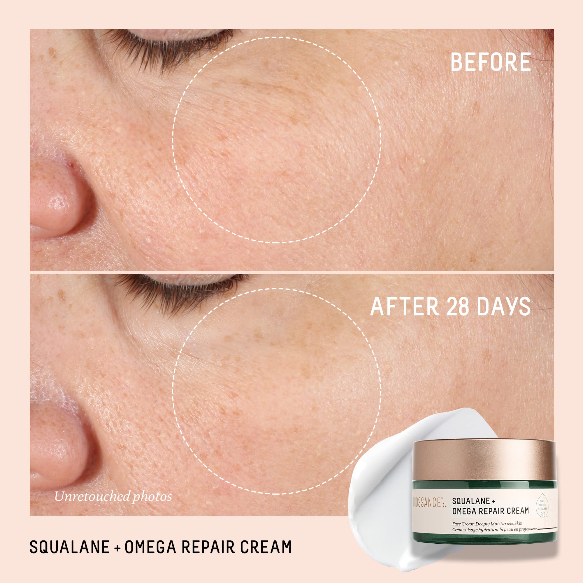 Biossance Squalane + Omega Repair Cream - Ultra-Moisturizing Face Cream | 50 ml | Unscented