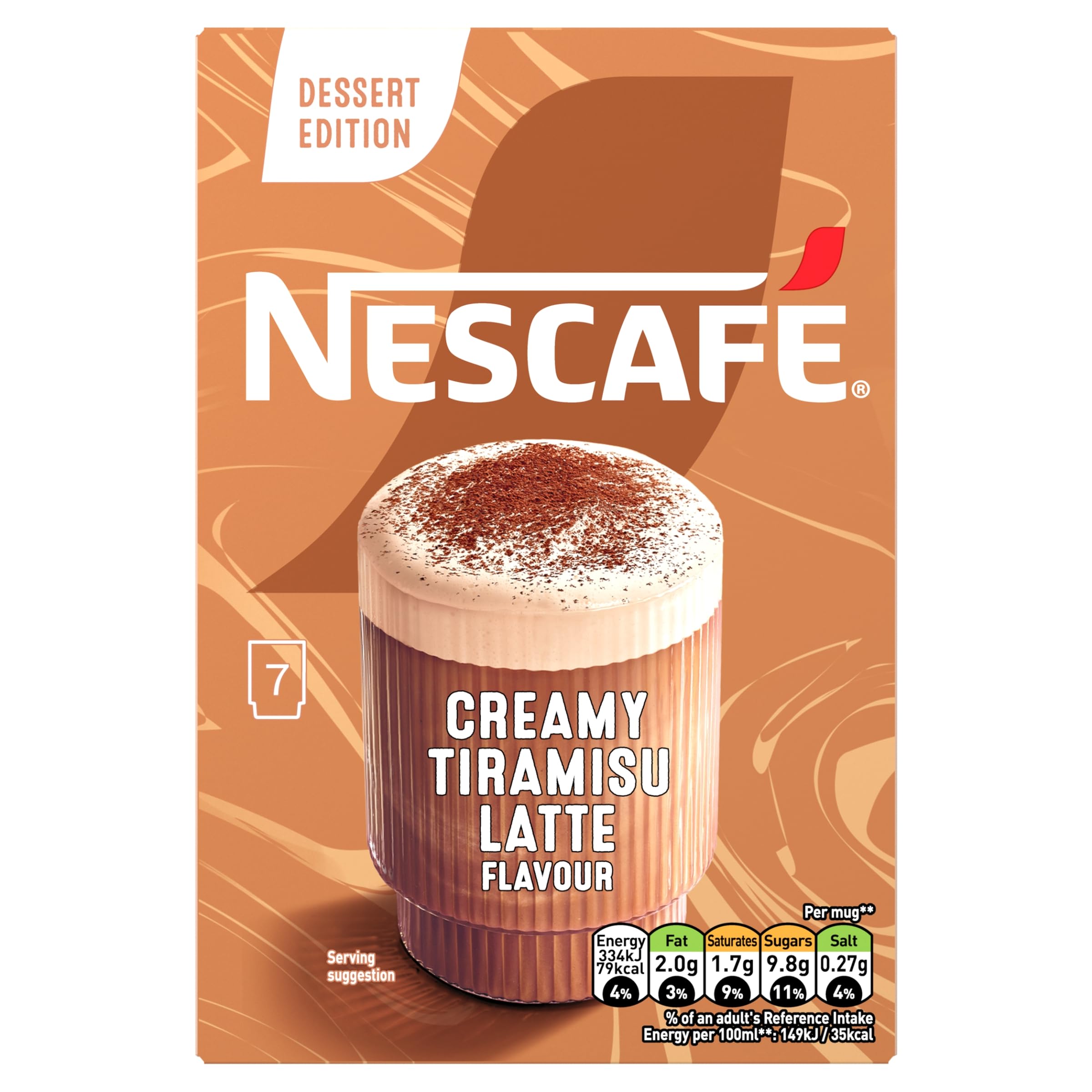 NESCAFÉ Tiramisu Latte Instant Coffee - 7 Sachets (136.5g) | Frothy Dessert Edition