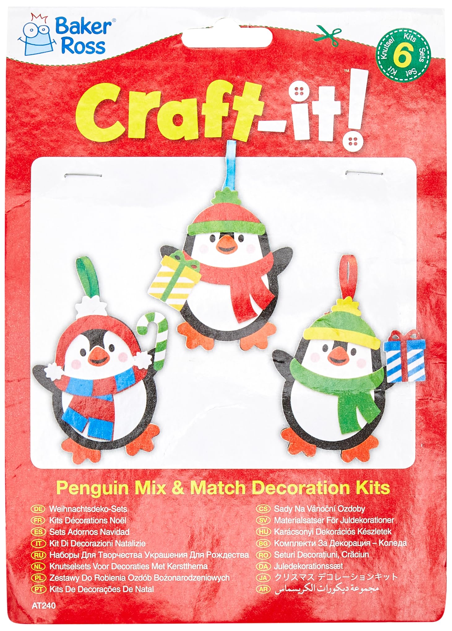 Baker Ross Christmas Penguin Mix and Match Decoration Craft Kit - 6 Pack, Ages 3+ 5