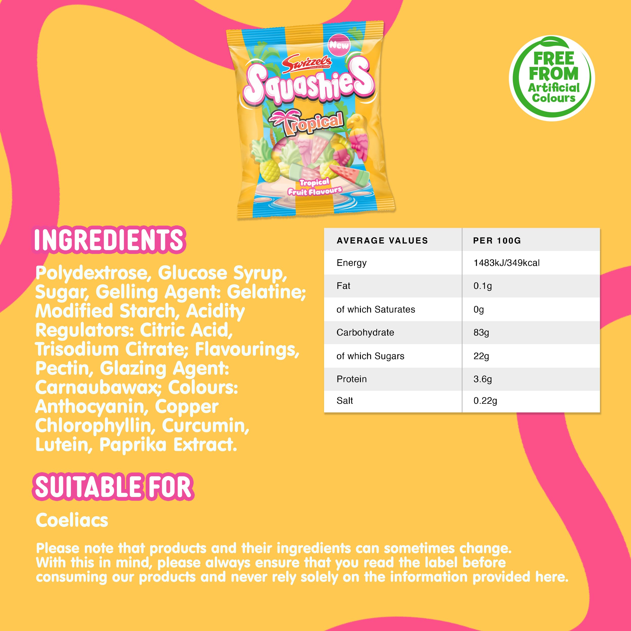 Swizzels Squashies Tropical Flavour 100g – Fruchtige Kaubonbons mit lustigen Formen